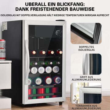 Ulife Kühlschrank SC-76P, 71.6 cm hoch, 40 cm breit, Weinkühlschrank aus Aluminium, Glastür