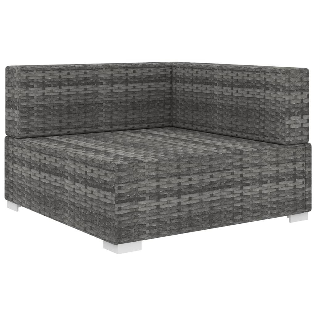 vidaXL Sofaelement Modular-Sofa-Eckteil 1 Stk. + Auflagen Poly Rattan Grau (1 St)