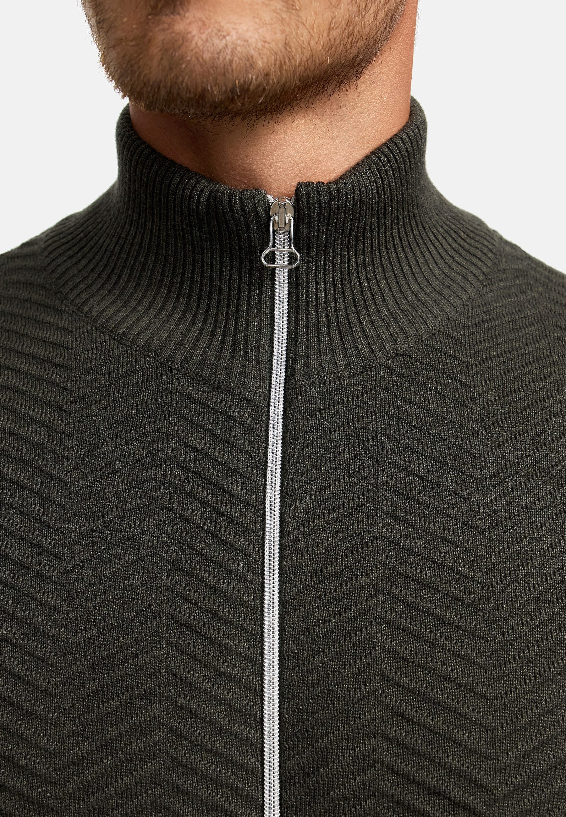 Kronstadt Strickjacke Herren KSCarlo Herrenstrickjacke Fein-Strickjacke mit Stehkragen