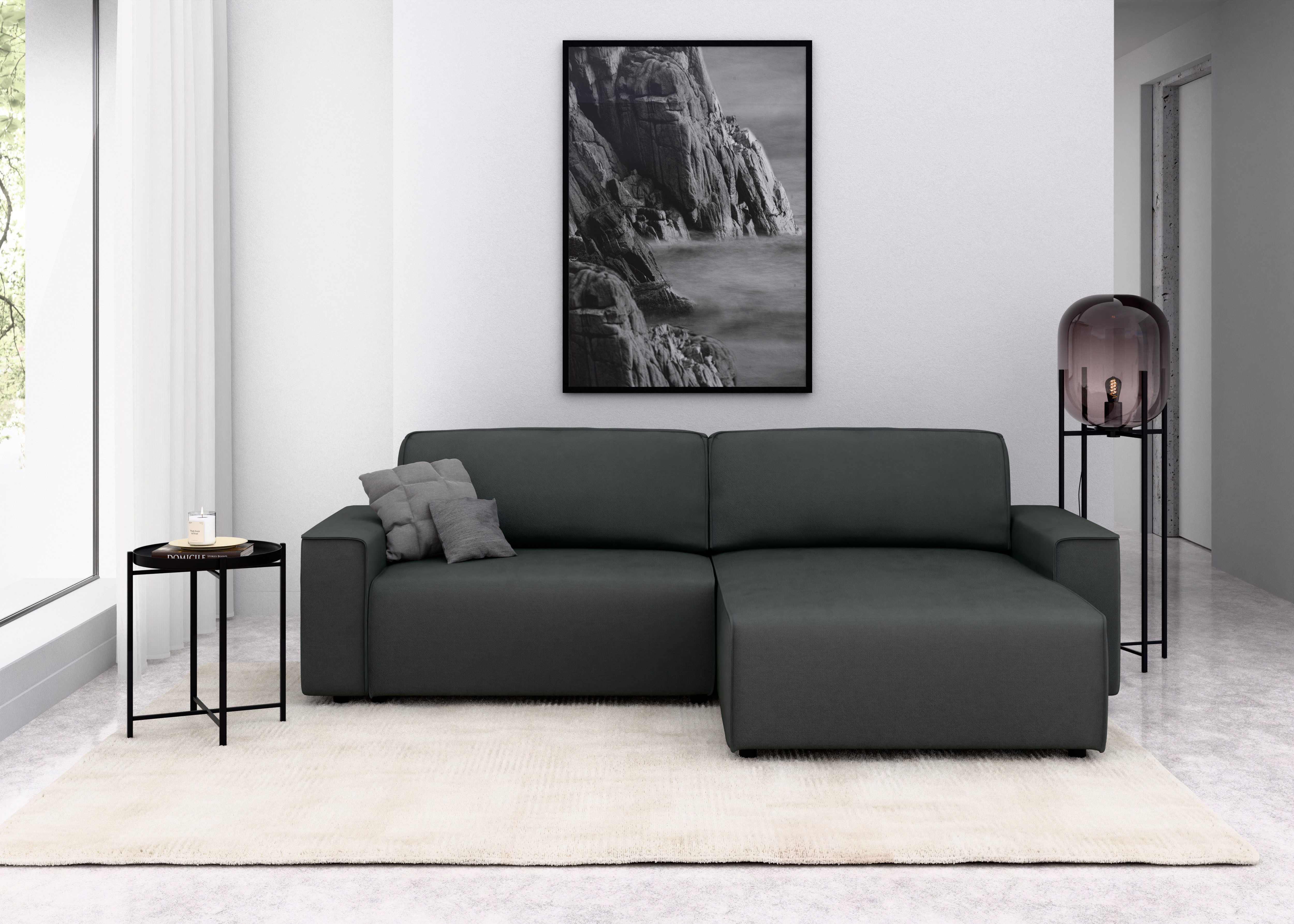INOSIGN Ecksofa Chance, Recamiere beidseitig montierbar, Schlaffunktion, Breite 265 cm, in Struktur fein LINO, mit Schlaffunktion und Bettkasten