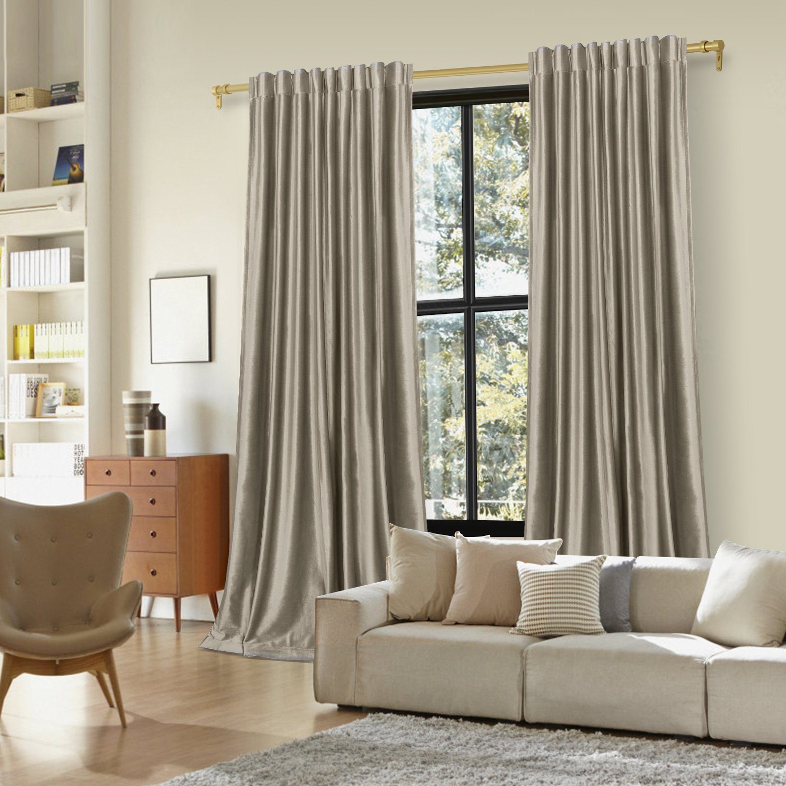 2 BXH:132x213/132x244/132x274cm Taupe BTTO, Gardine Türvorhang Multifunktionsband St.,Samt Thermovorhänge,Verdunkelungsvorhang,Blickdicht,