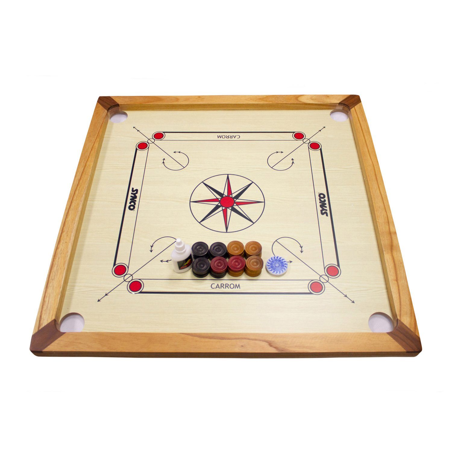GICO Spielesammlung Carrom Board Synco 66x66cm mit komplettem Zubehör - 2966