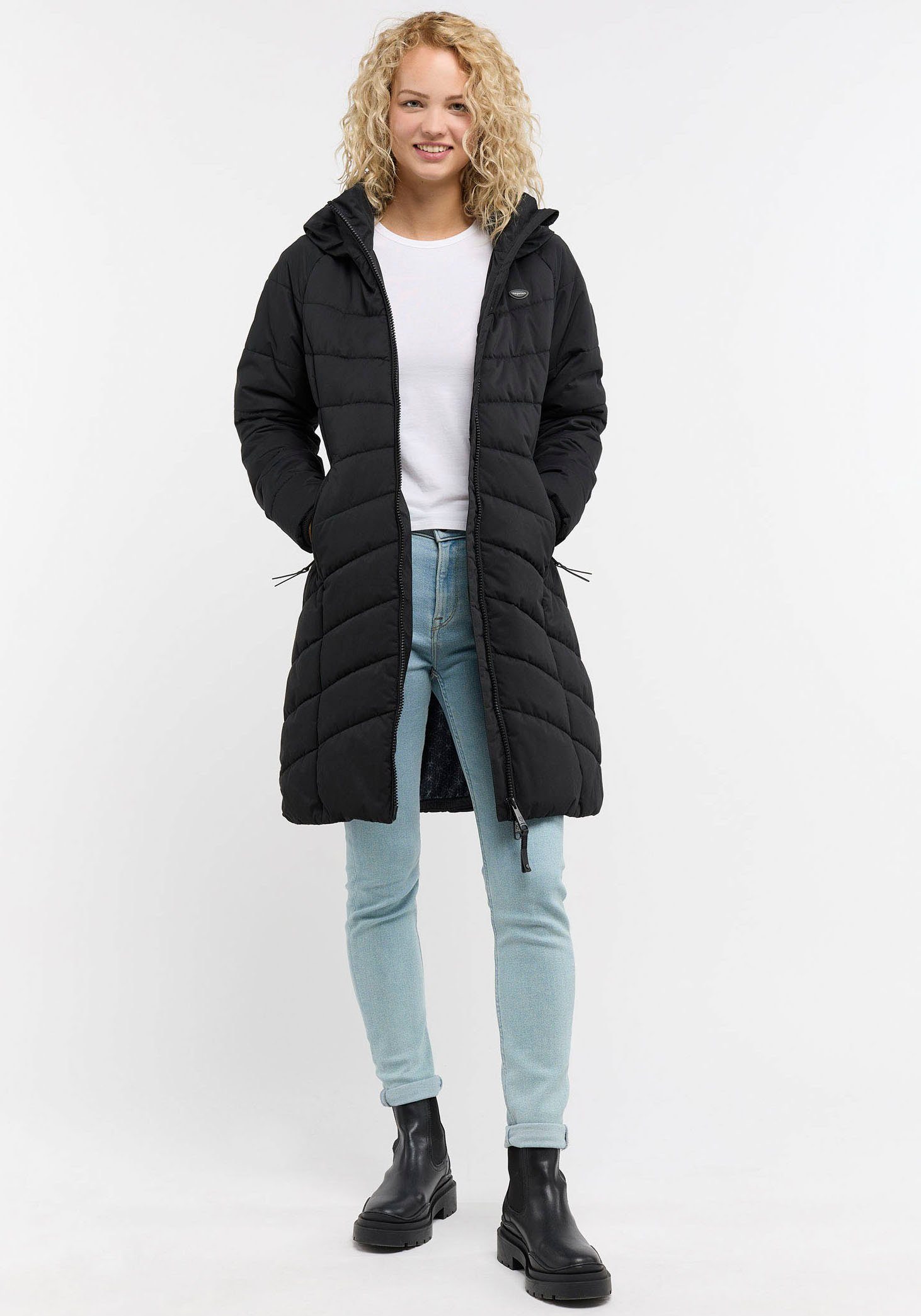 COAT mit 2-Way Urban Style -Zipper BLACK Ragwear Steppjacke DIZZIE Streetwear