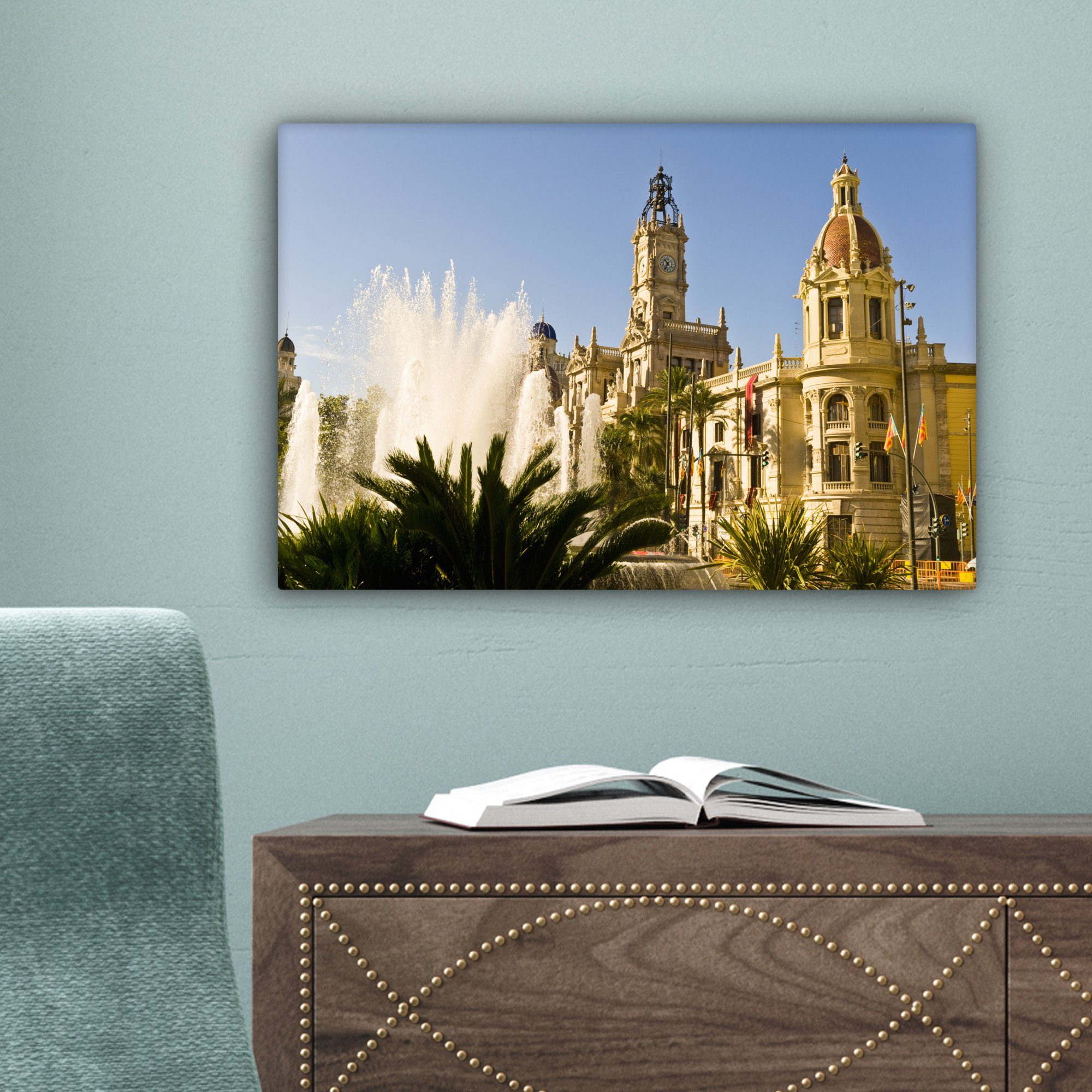 (1 Architektur Wanddeko, Aufhängefertig, St), - OneMillionCanvasses® Wandbild Valencia Leinwandbild 30x20 Stadt, cm - Leinwandbilder,