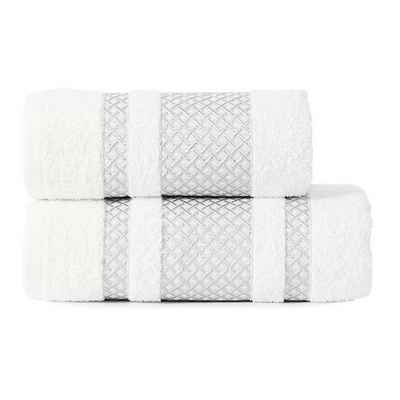 JESSIS TEX Handtuch Set Handtuch EDEL, Baumwolle 4-Tlg. Handtuch Set, Weiß-Silber, (Set, 4-tlg), einfarbiges Handtuch-Set, Baumwolle, 2x Handtuch & 2x Badetuch
