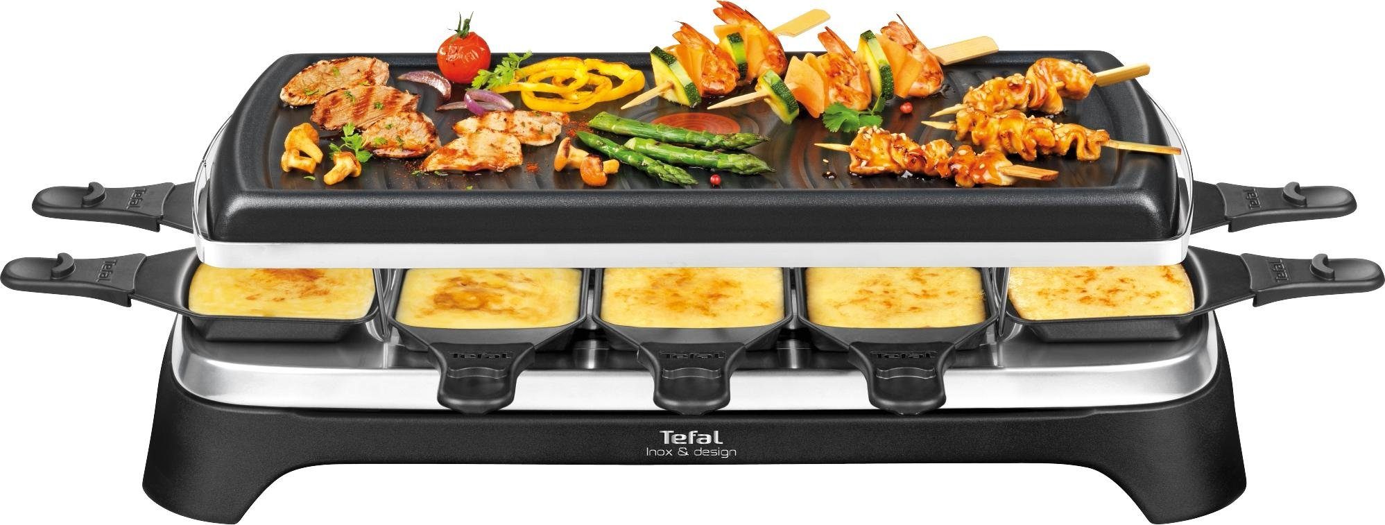 Tefal Raclette RE4588 Ambiance, 10 Raclettepfännchen, 1350 W, für bis zu 10 Personen, Tischgrill-Funktion, abnehmbares Kabel