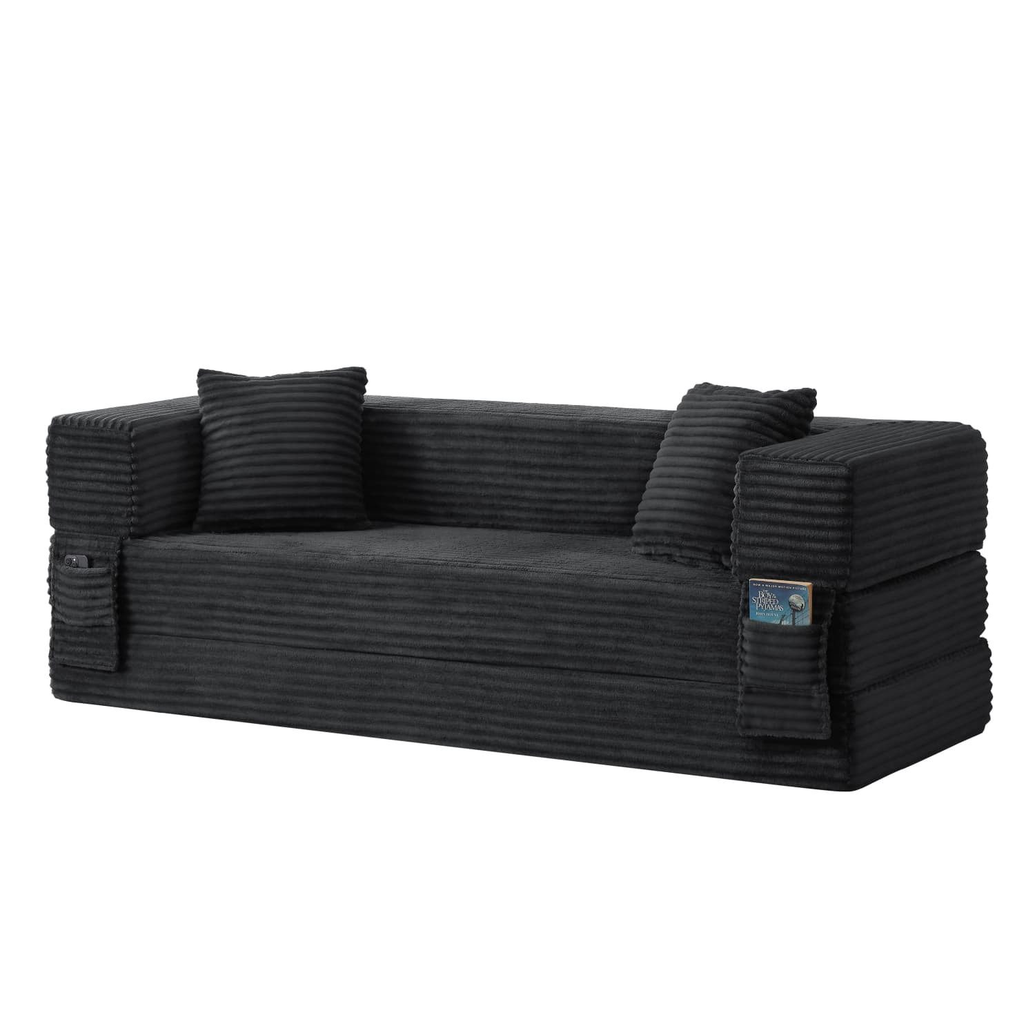 autolock Sofa Moderne Cord-Sofa in modischer Optik,klassisches quadratisches Design, zweischichtiges einzigartiges Design, umwandelfähig in ein Bett