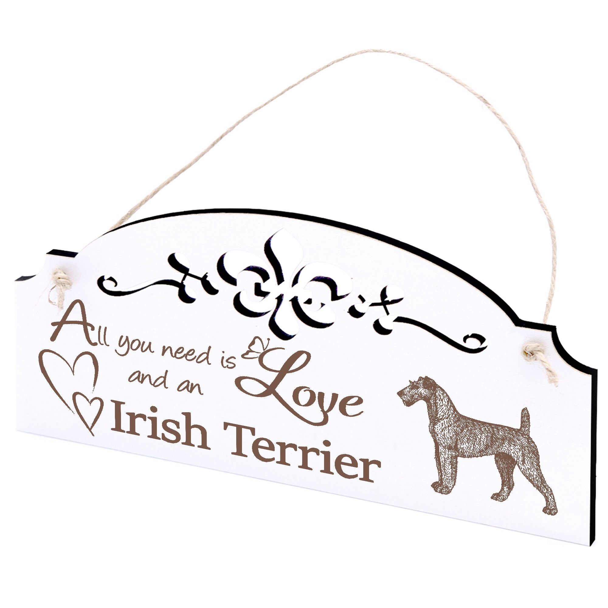 Dekolando Hängedekoration Irish Terrier Deko 20x10cm All you need is Love | Dekohänger