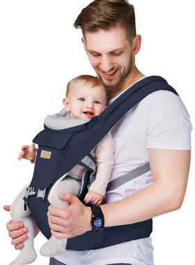LBLA Bauchtrage Babytrage 3-in-1 Kindertrage Rückentrage, Bauchtrage mit Kopfstütze, Hüftsitz, Anti-Rutsch-Schnalle