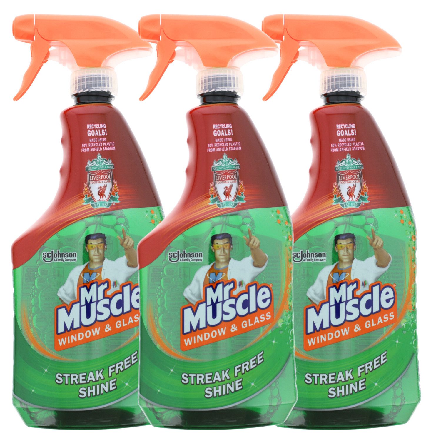 Mr Muscle 3 x Mr Muscle Fenster- und Glasreiniger Spray für streifenfreien Glanz Allzweckreiniger