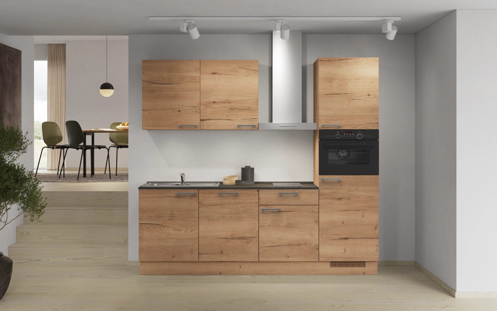 nobilia® Küchenzeile Bornholm, individuell anpassbar, gratis Küchenplanung mit Profis, (240 Breite), vormontiert, wahlw. mit E-Geräten, inkl. Lieferung