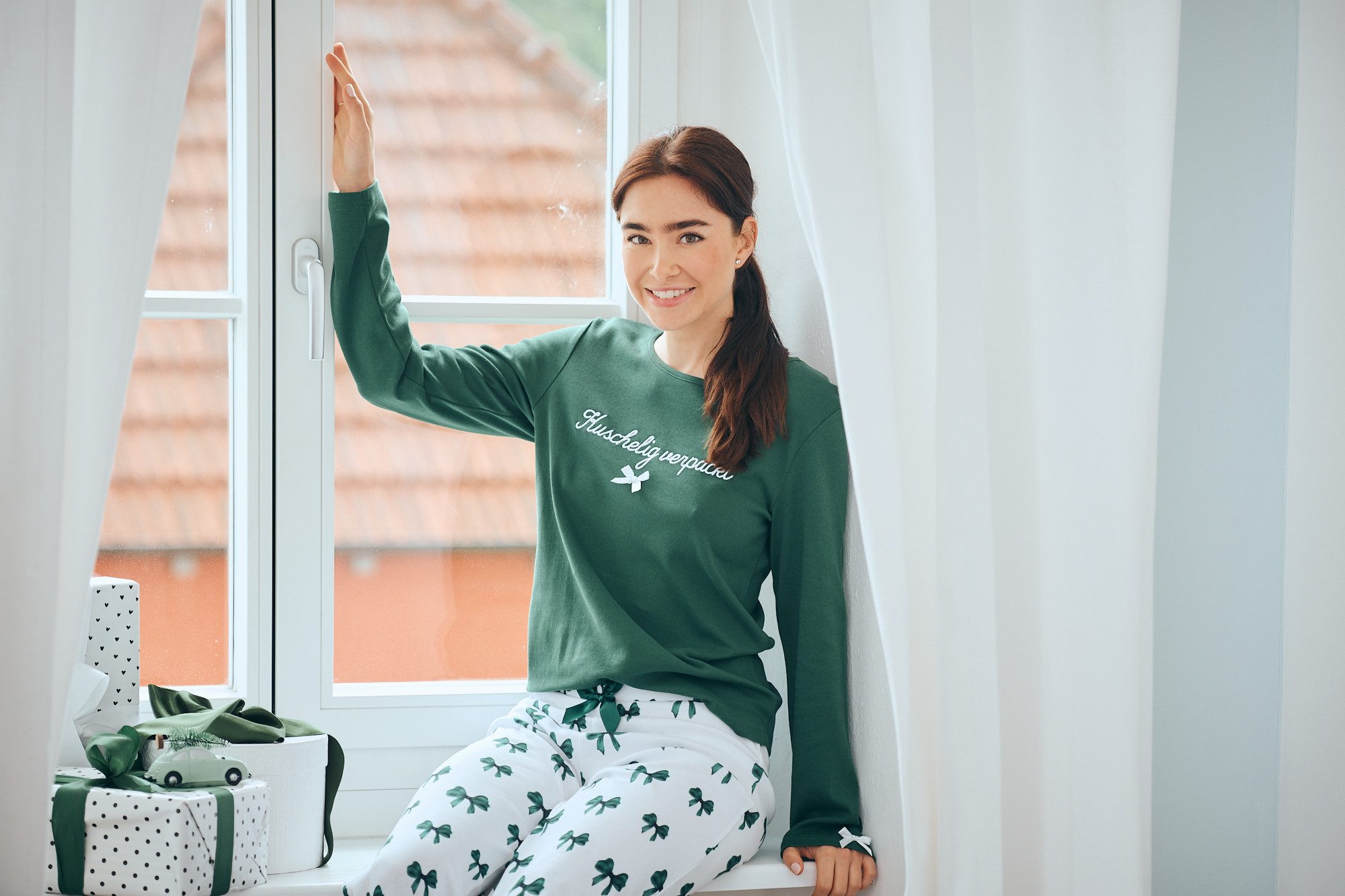 Louis & Louisa Pyjama Louis und Louisa Damen Pyjama "Kuschelig verpackt" gr günstig online kaufen