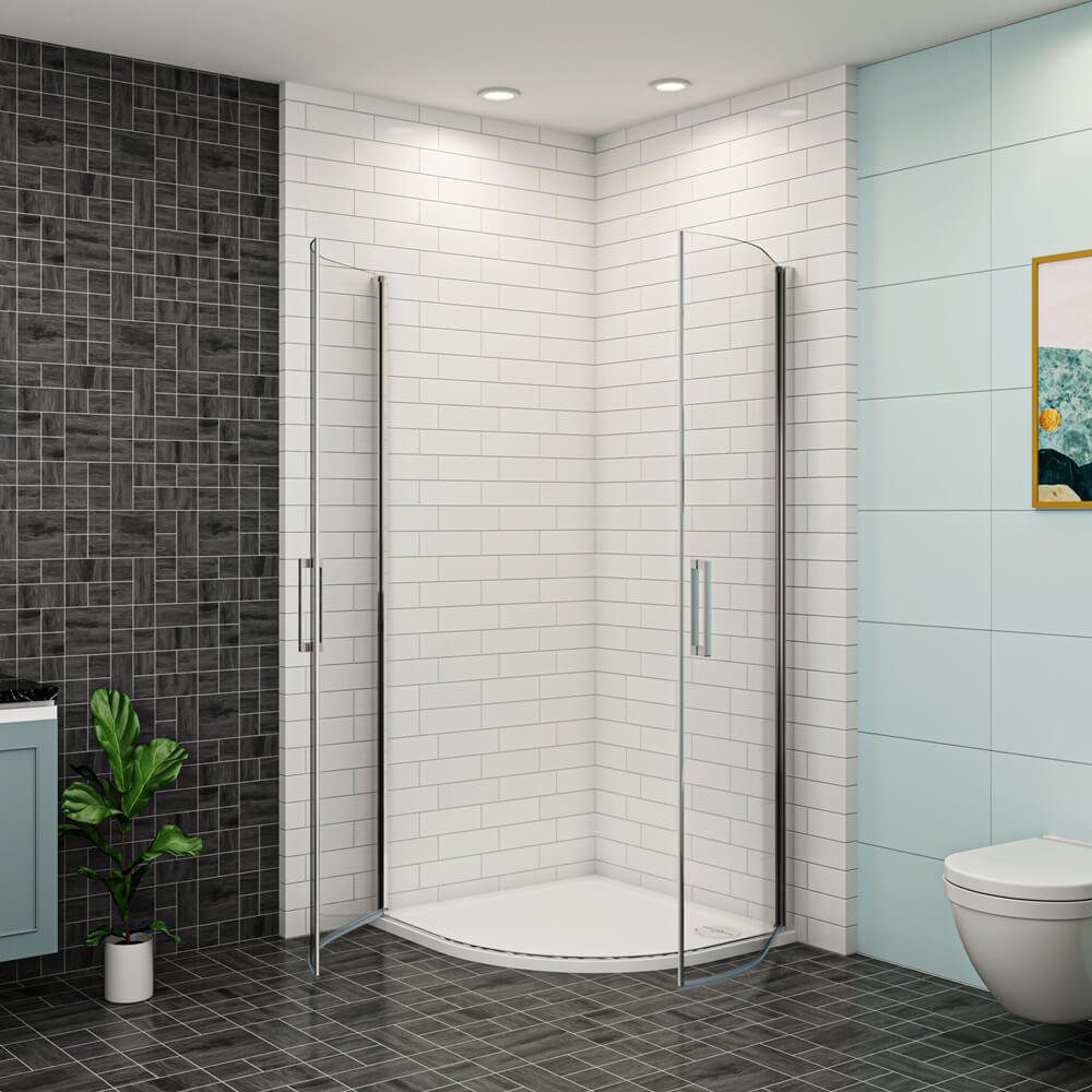 duschspa Runddusche Runddusche Duschkabine Duschabtrennung Drehtür mit Duschwanne, BxT: 80x80 cm, Einscheibensicherheitsglas, Sicherheisglas, Set, ebenerdiger Einbau möglich