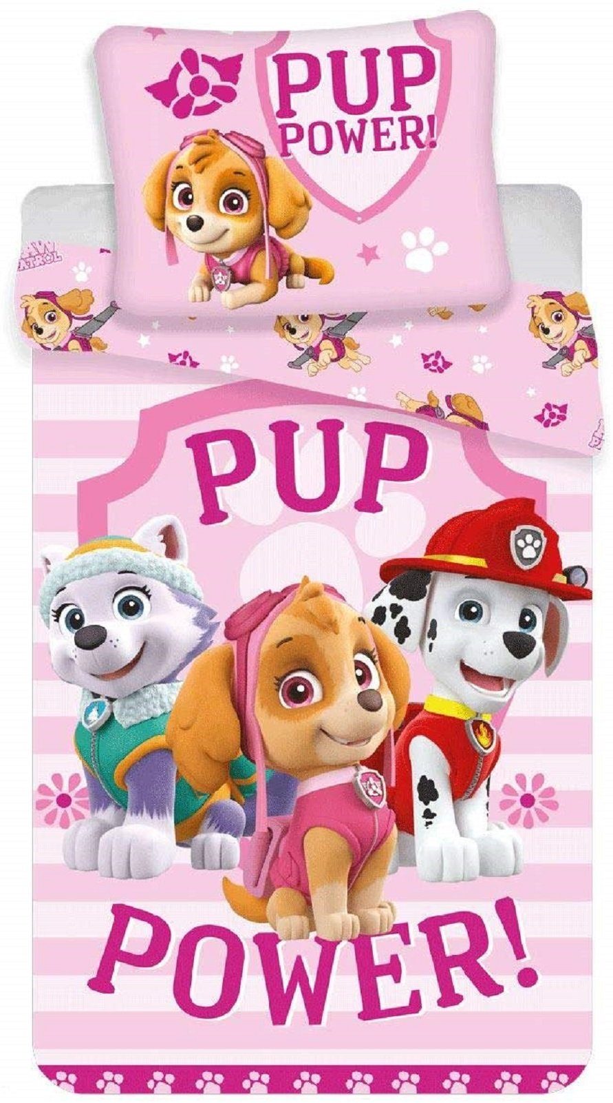 Kinderbettwäsche Paw Patrol Bettwäsche Set rosa 135x200cm 80x80cm, BrandMac