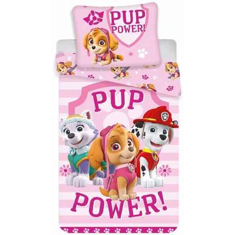 Kinderbettwäsche Paw Patrol Bettwäsche Set rosa 135x200cm 80x80cm, BrandMac