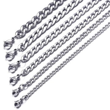 DonDon Kette mit Anhänger Edelstahlkette Halskette silber, Panzerkette aus Edelstahl, für Herren, verschiedene Längen und Breiten