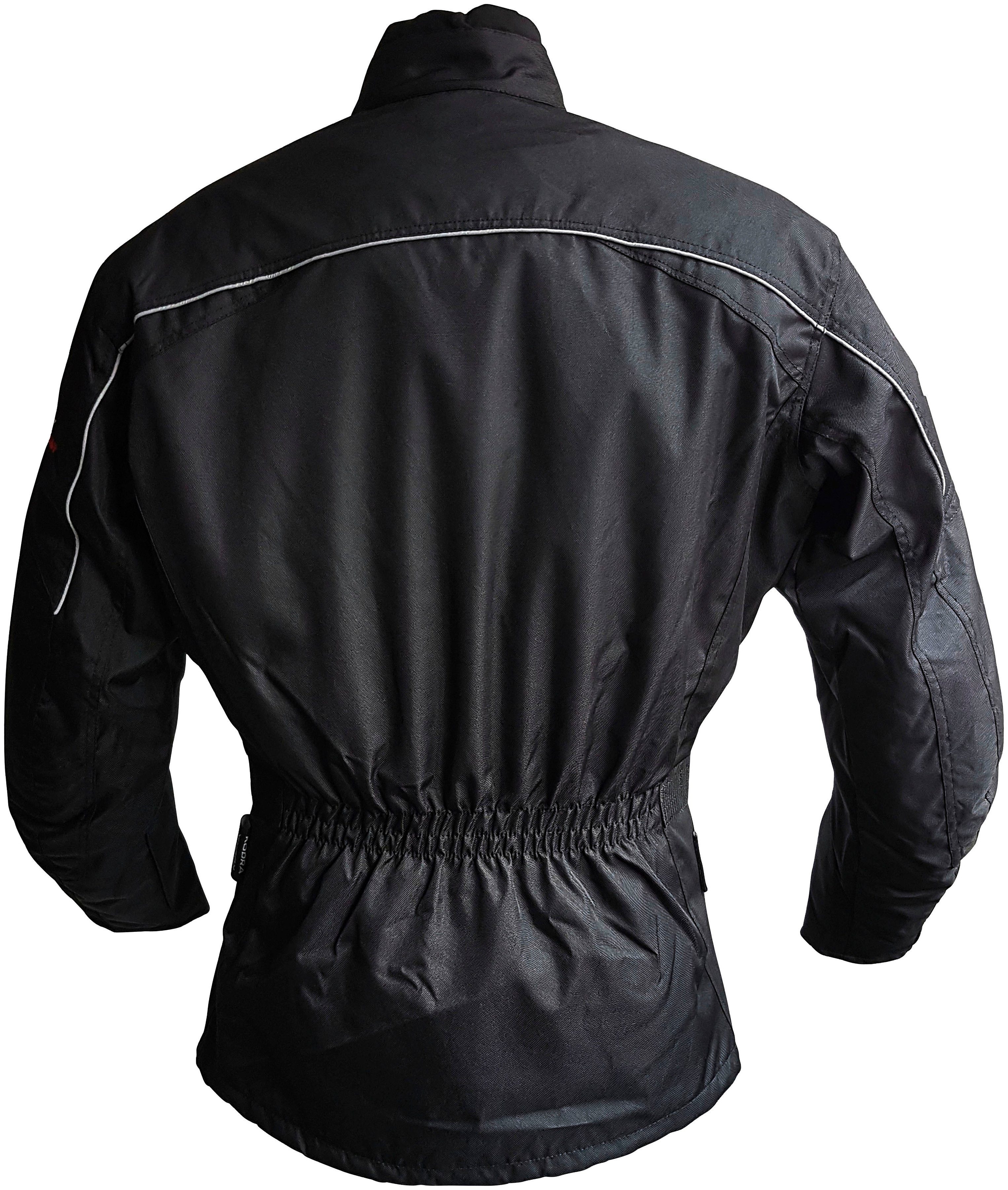 Motorradjacke mit Belüftungslöcher Taschen, roleff 3 Reno Protektoren, 4 schwarz