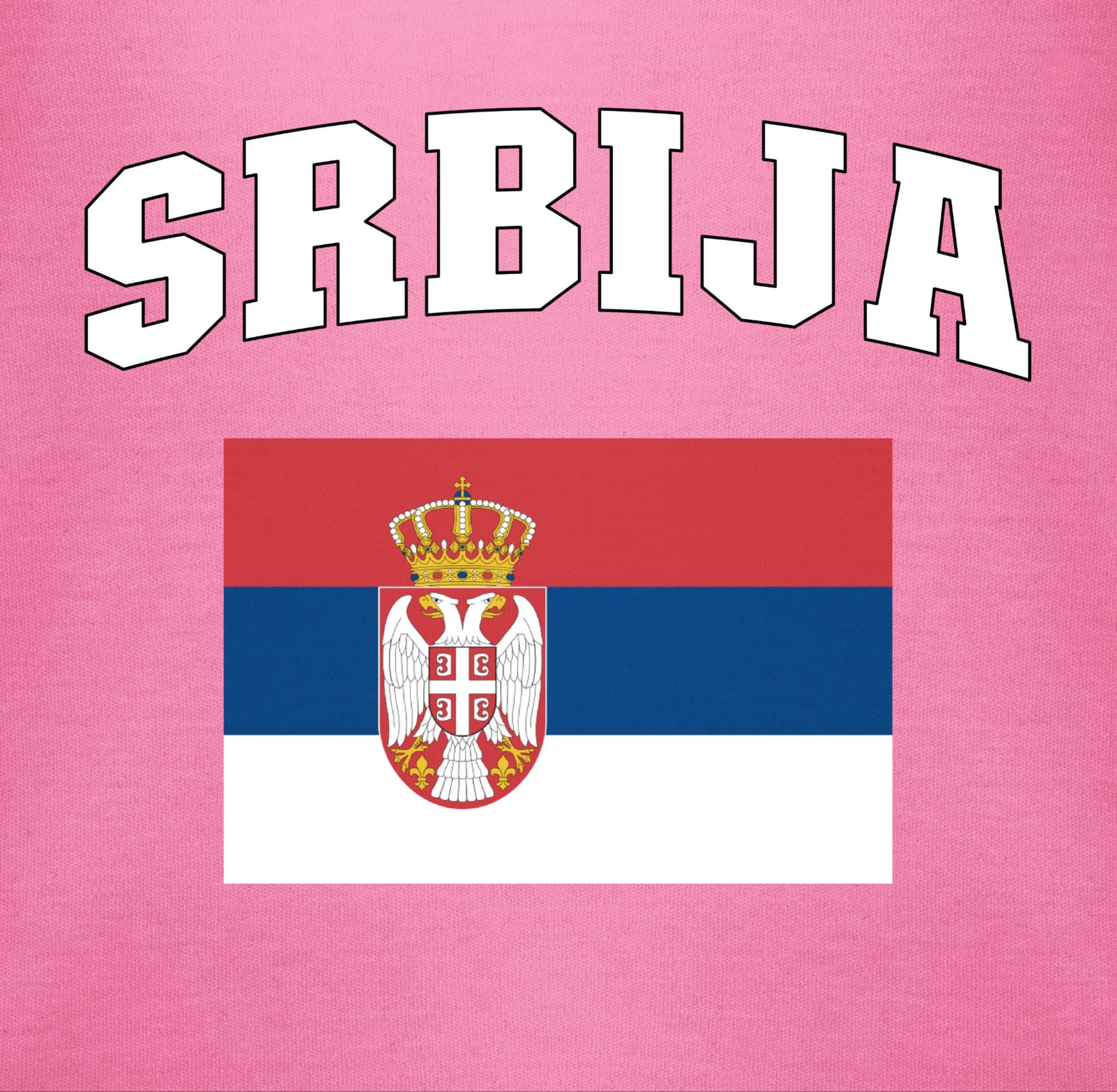 Shirtracer Shirtbody Srbija Schriftzug mit Flagge, Serbien, Serbia, Republik Serbien, R 2026 Fussball WM Fanartikel Baby