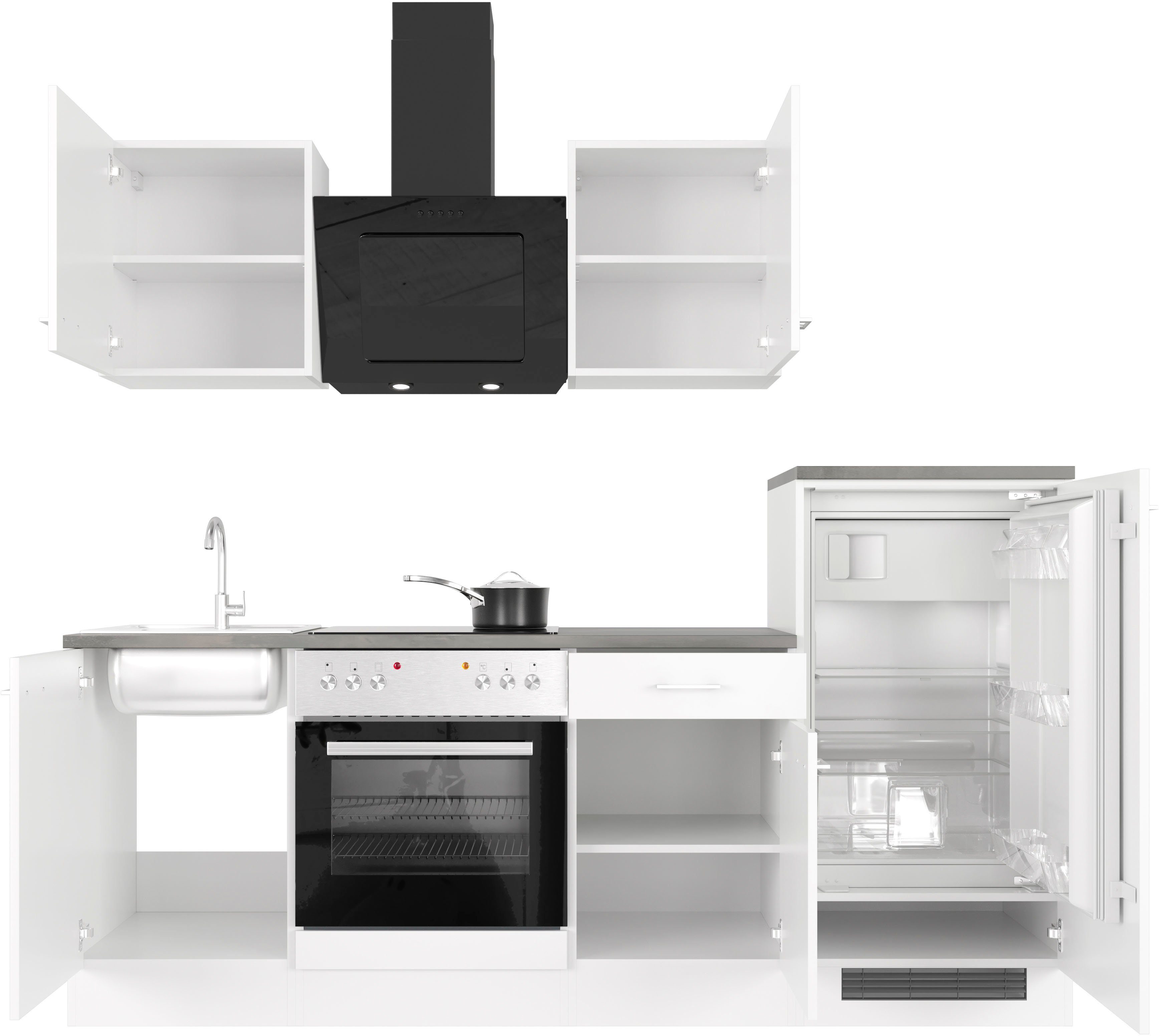 Flex-Well Küchenzeile Lucca, mit E-Geräten, Breite 220 cm, in vielen Farbvarianten erhältlich