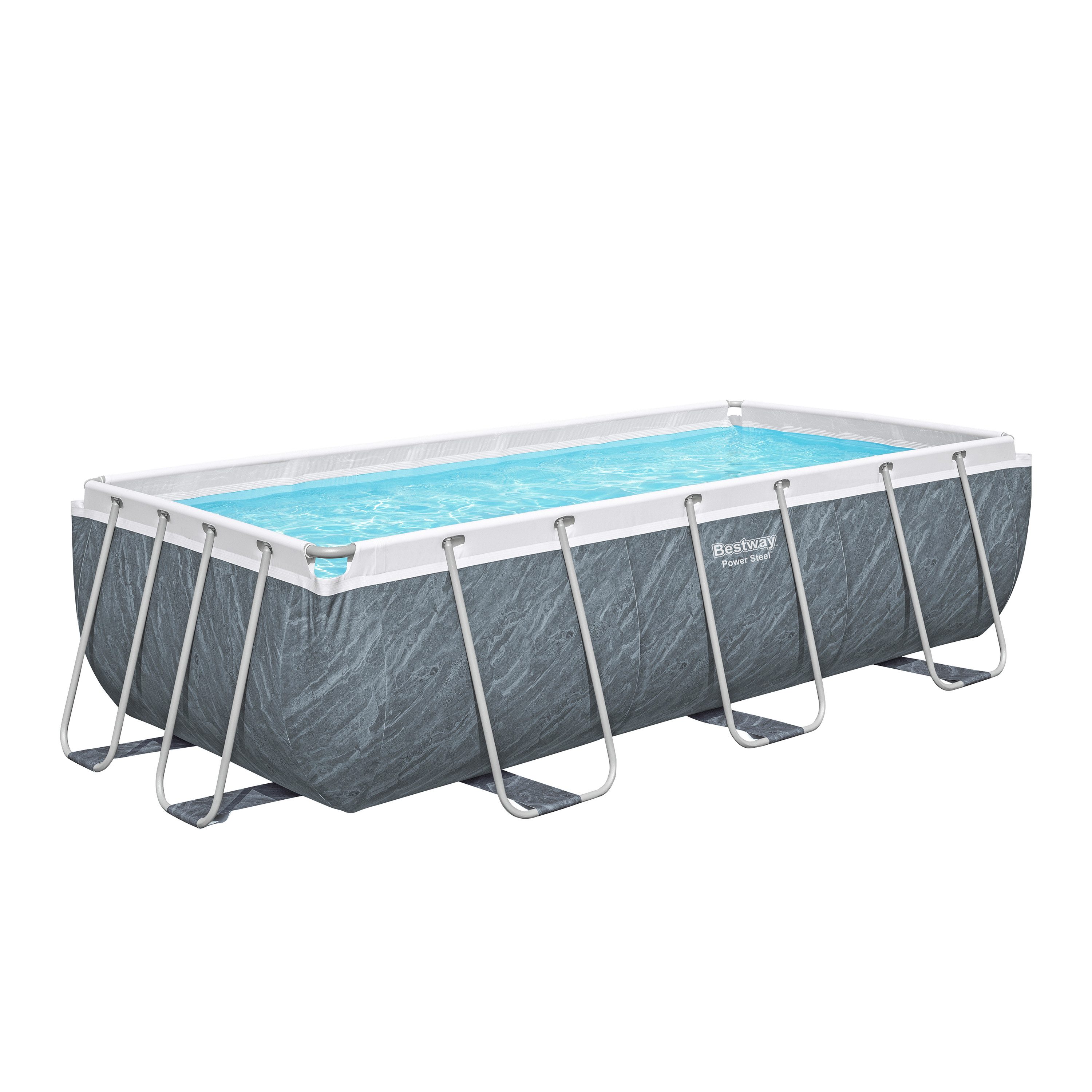 Framepool Power Steel™ Solo Pool ohne Zubehör 404 x 201 x 100 cm, Marmor-Optik