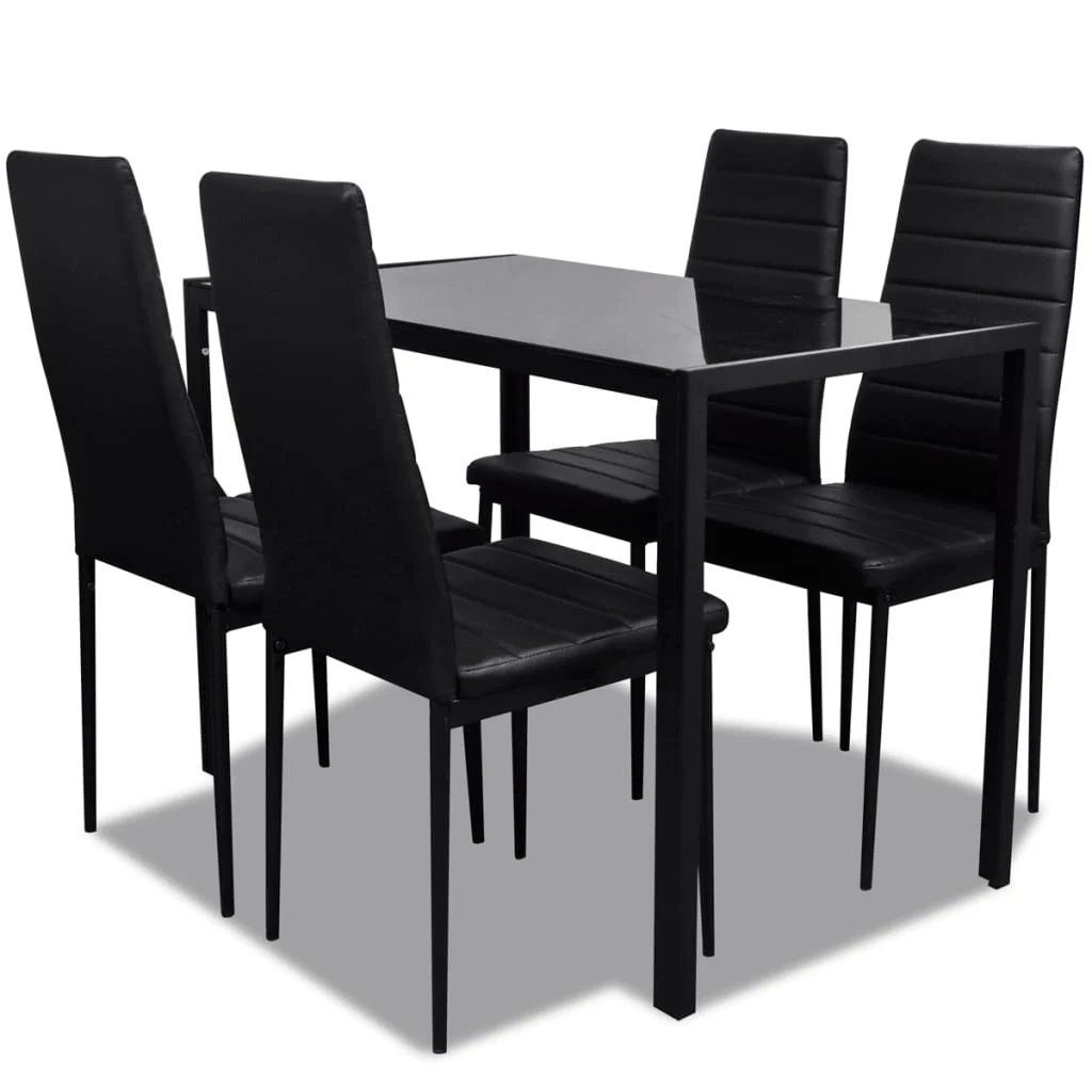 DOTMALL Sitzgruppe Essgruppe (5-tlg), Stabile und leicht, Tisch mit 4 Stühlen Schwarz