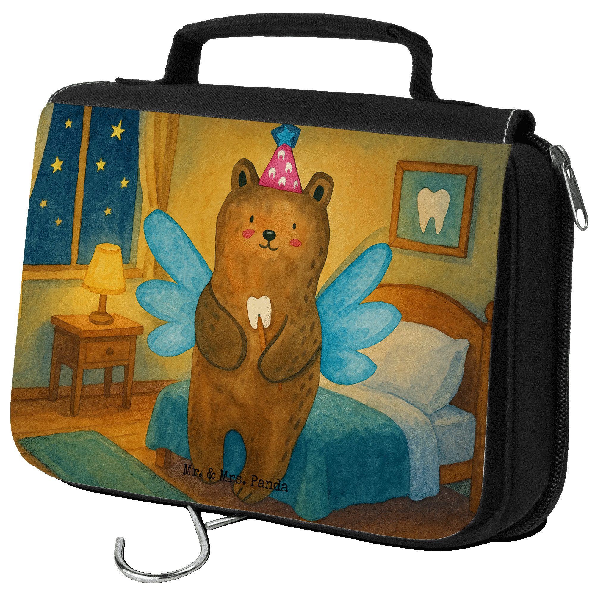 Kulturbeutel Bär Zahnfee Design, kulturtäschchen, Weiß, Schminktasche, Milchzahn