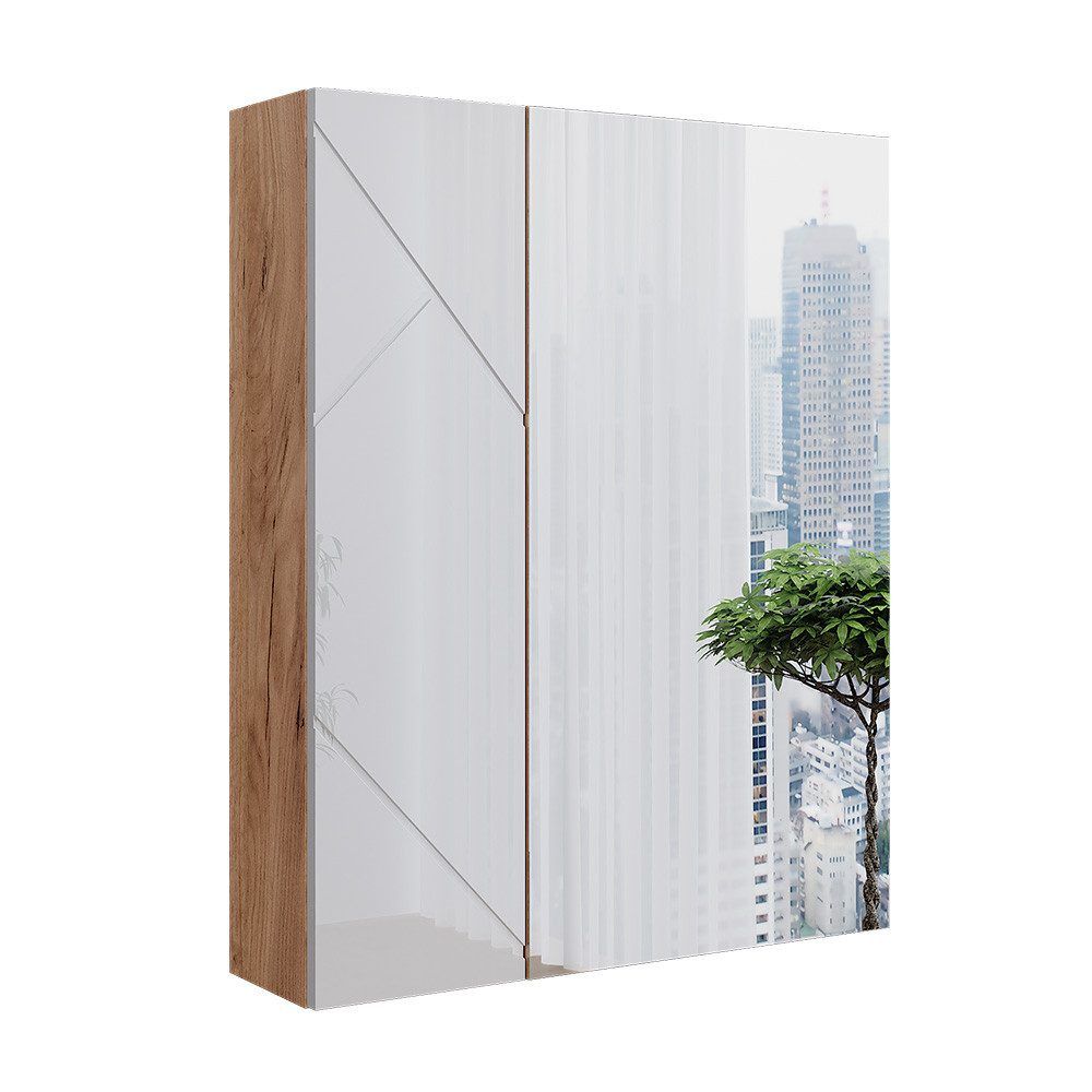 Vicco Badspiegelschrank Irma Goldkraft Eiche/Weiß Hochglanz 60 x 75 cm günstig online kaufen