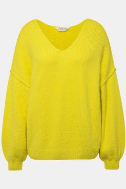 Studio Untold Fleecepullover Pullover V-Ausschnitt weiter Langarm oversized