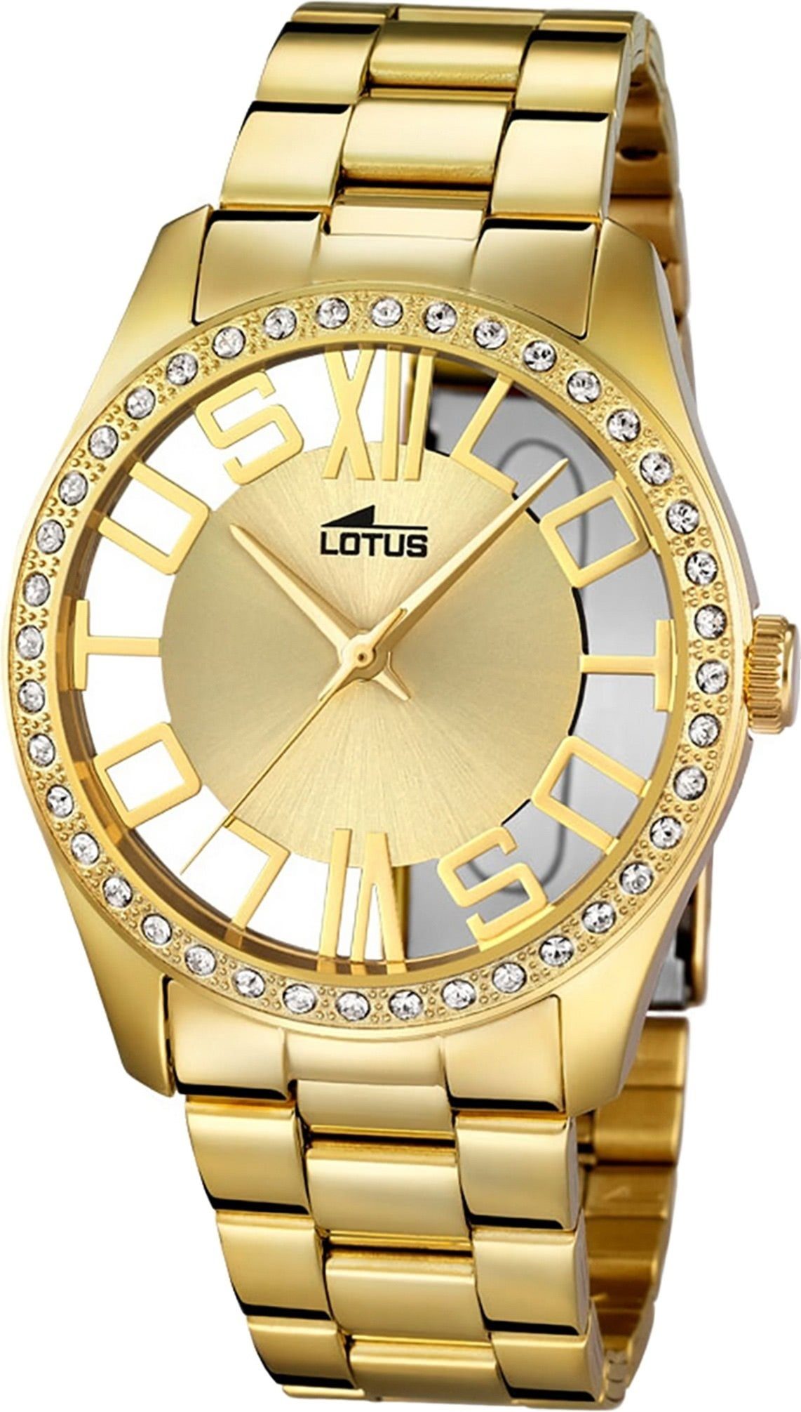Lotus Quarzuhr Lotus Edelstahl Damen Uhr L18127/1, Damenuhr mit Edelstahlarmband, rundes Gehäuse, mittel (ca. 38mm), Fash