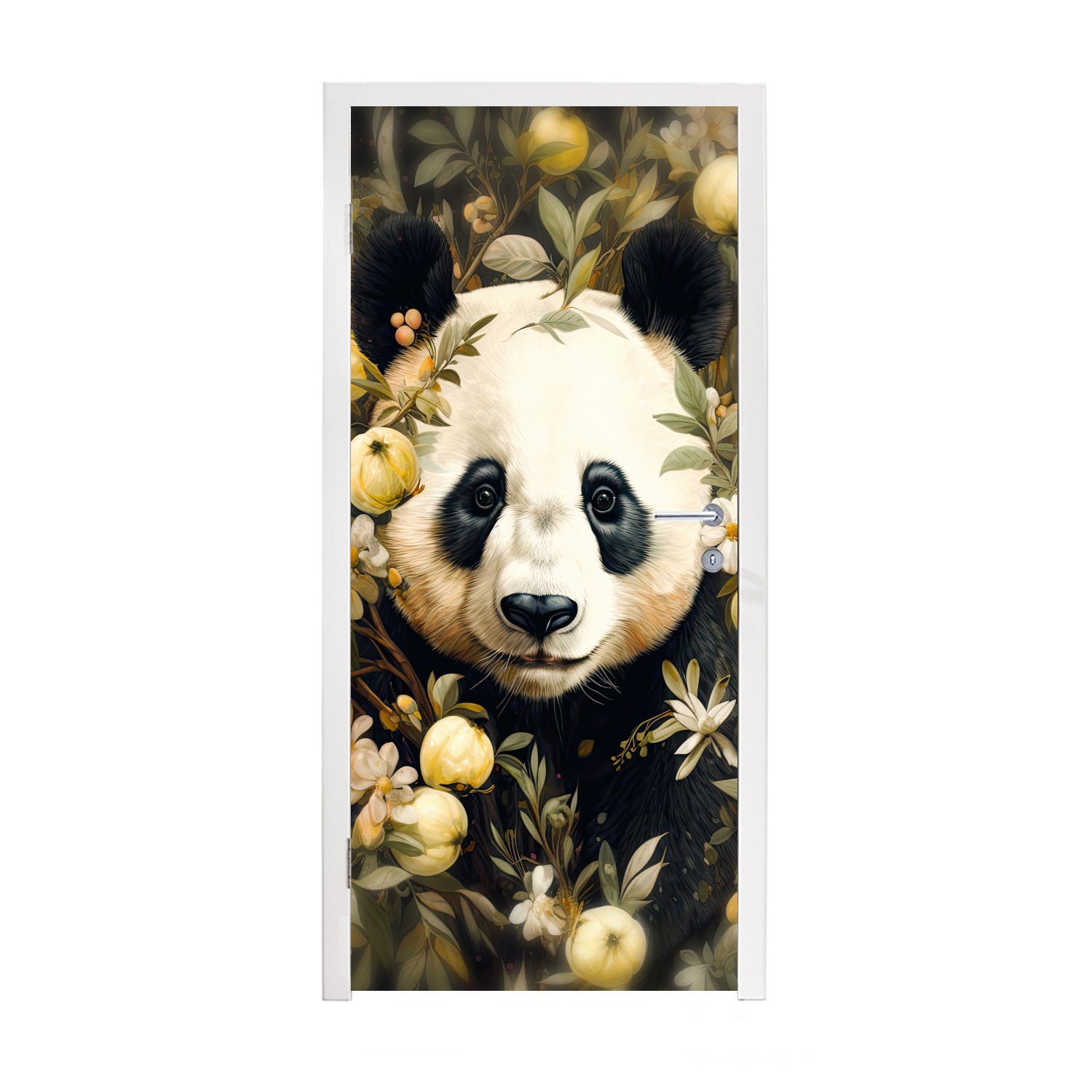 Fototapete cm Tür, - bedruckt, Türaufkleber, - Türtapete Wildtiere Panda Matt, Pandabär (1 Blumen, für 75x205 St), MuchoWow -