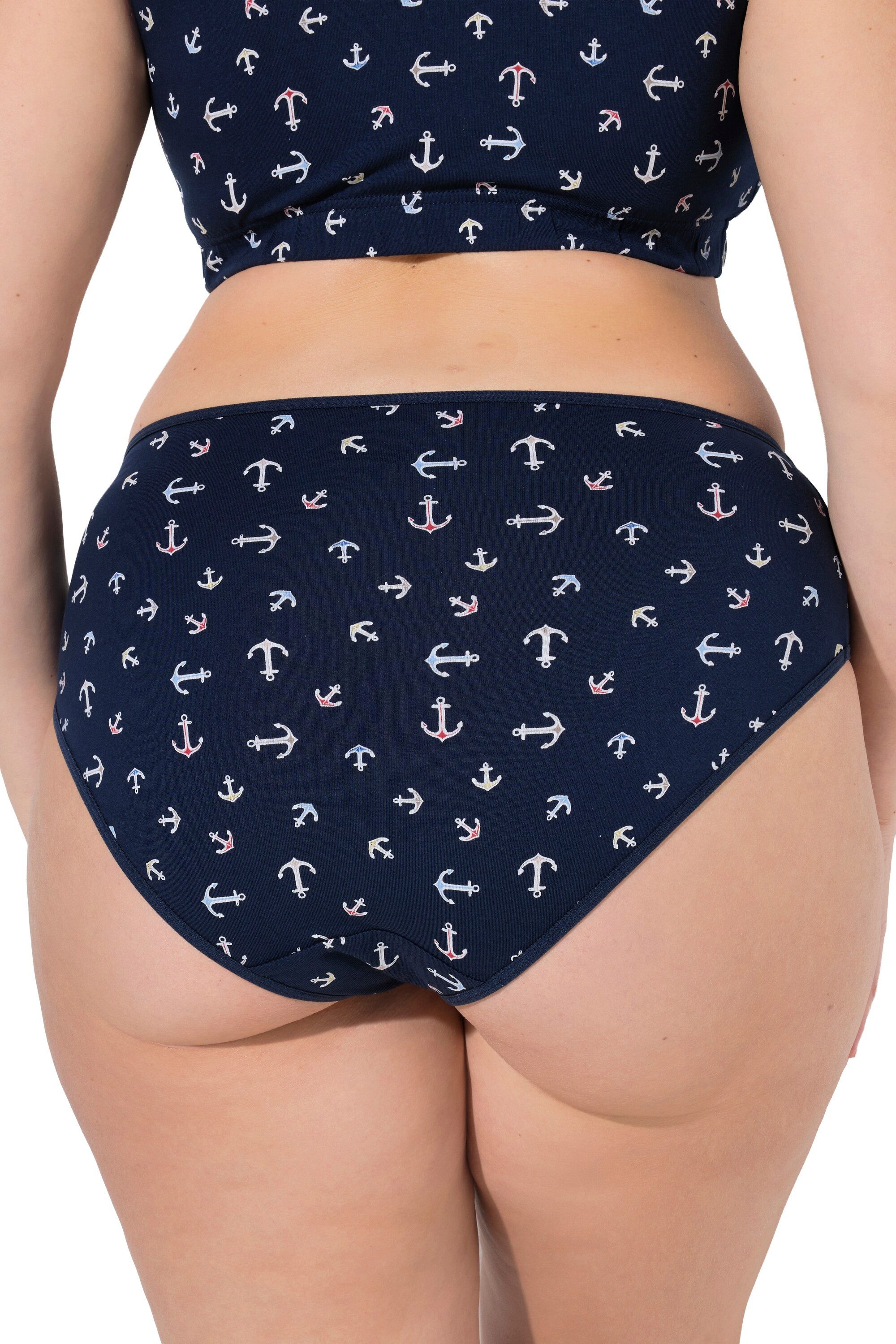 Ulla Popken Maxislip Midislips 5er-Pack Anker/ einfarbig