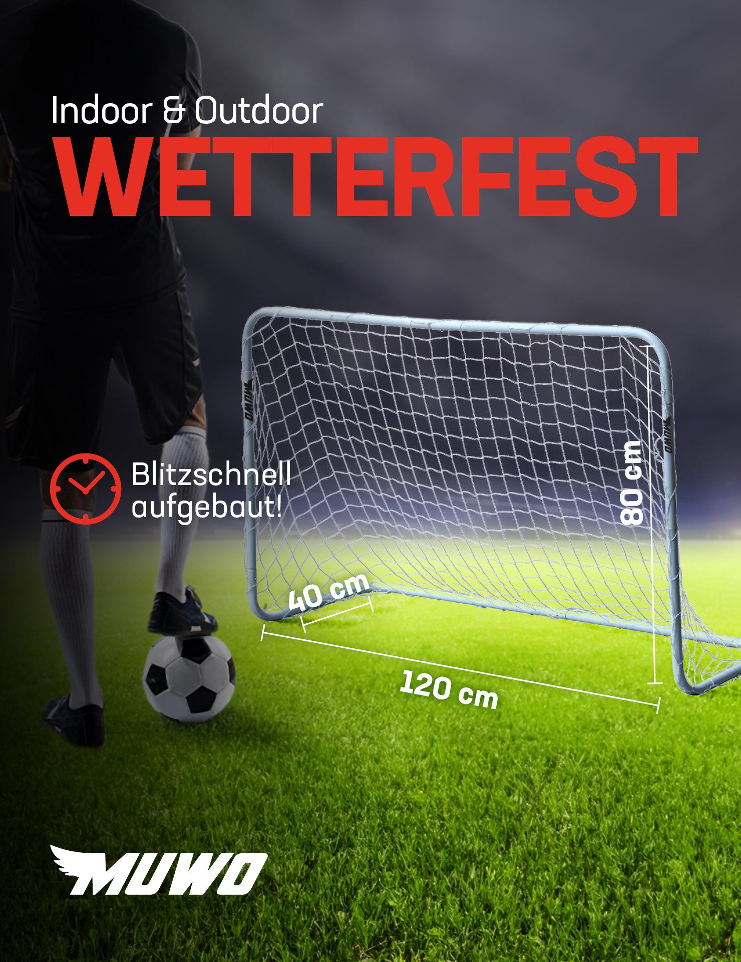 MUWO Fußballtor MUWO Fußballtor aus Stahl 1,20 x 0,8 m