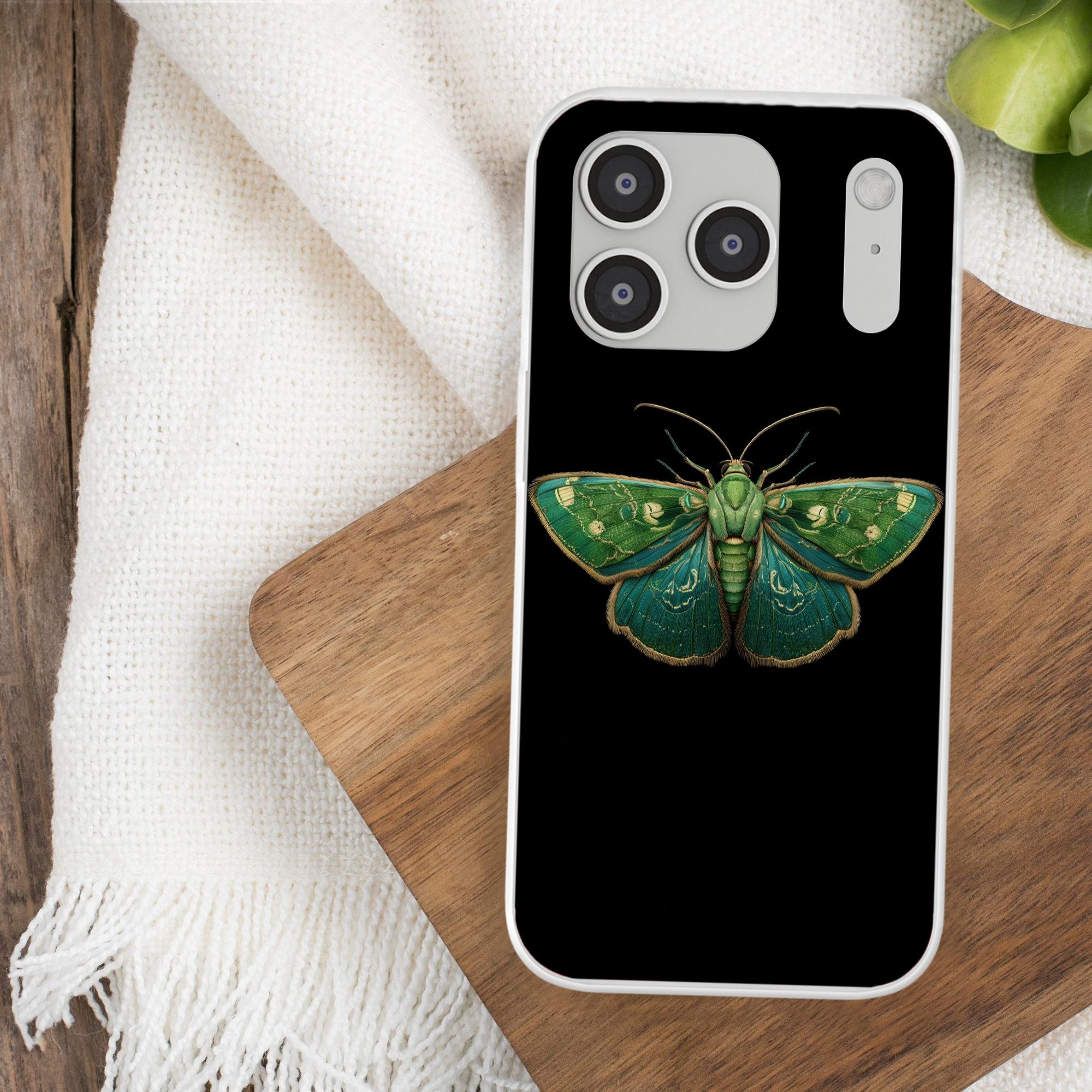 MuchoWow Handyhülle für Apple iPhone 17 Pro Motte - Lebendig - Grün, Smartphone-Bumper, Print, Handy Schutzhülle Dünn
