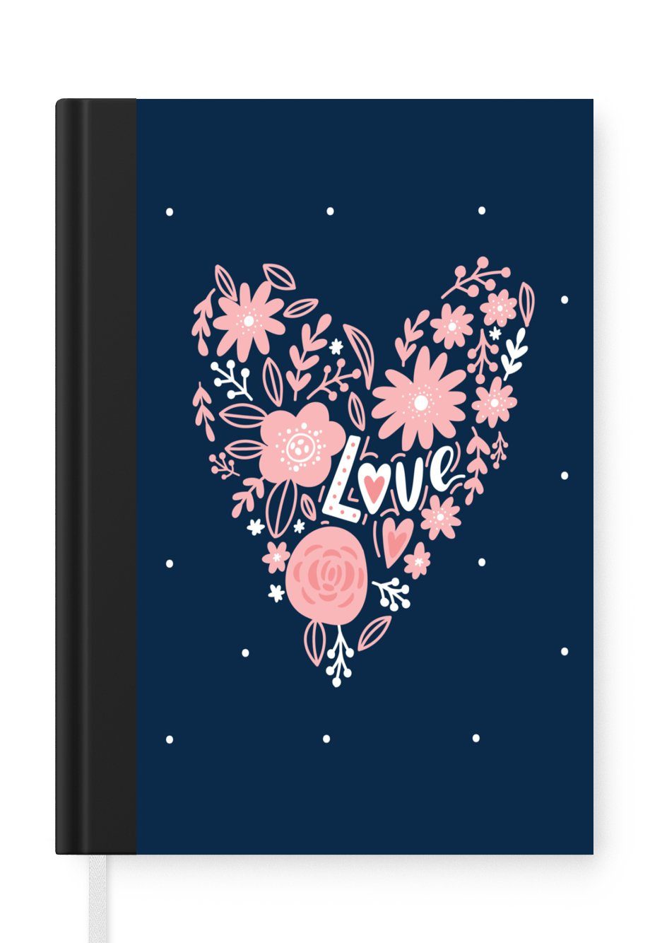 MuchoWow Notizbuch Valentine's Day Illustration Herz mit Zitat "Liebe, Journal, Merkzettel, Tagebuch, Notizheft, A5, 98 Seiten, Haushaltsbuch