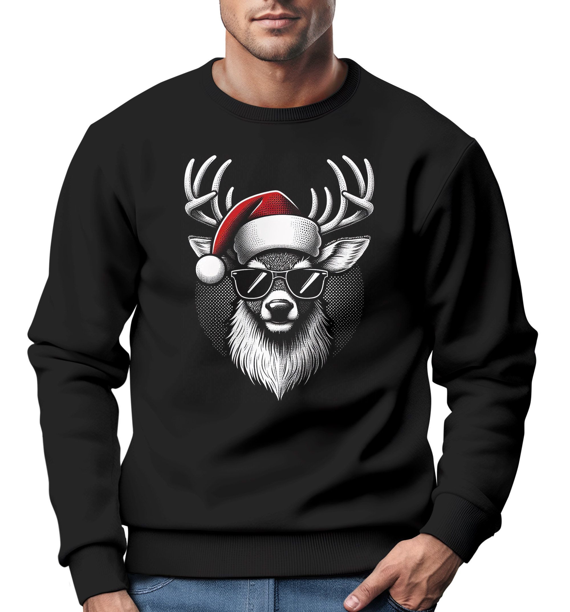 Sweatshirt Sweatshirt Herren Weihnachten Rentier Weihnachtspullover Aufdruck