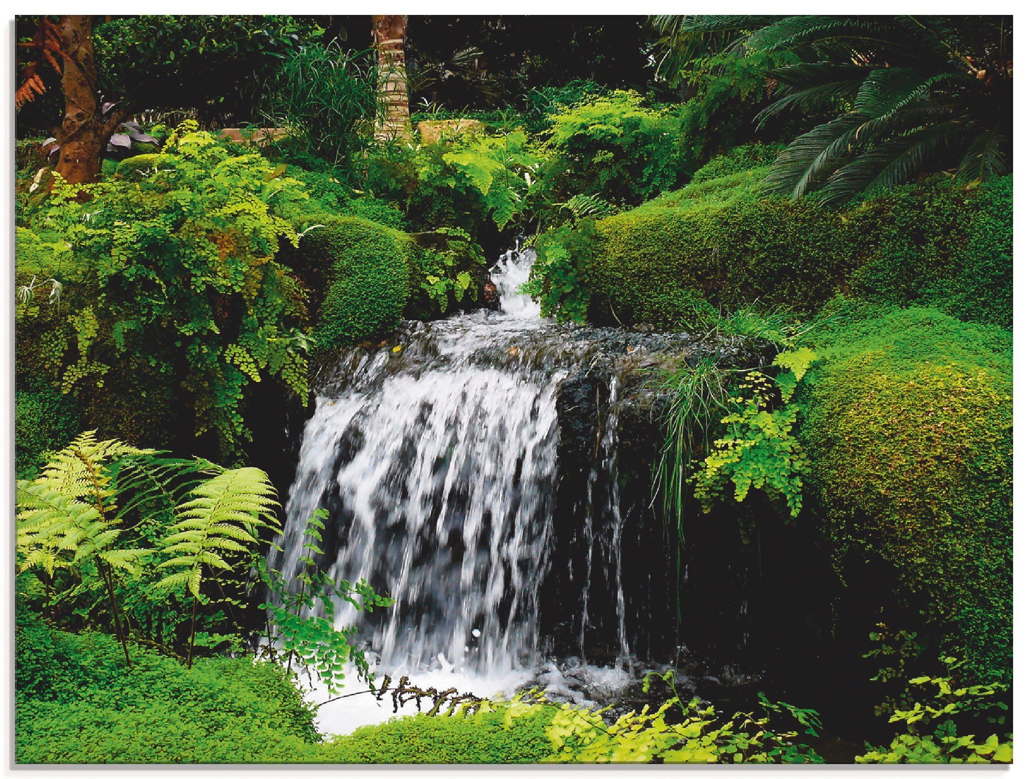 Artland Glasbild Wasserfall im Grünen, (1 Gewässer Größen verschiedenen St), in