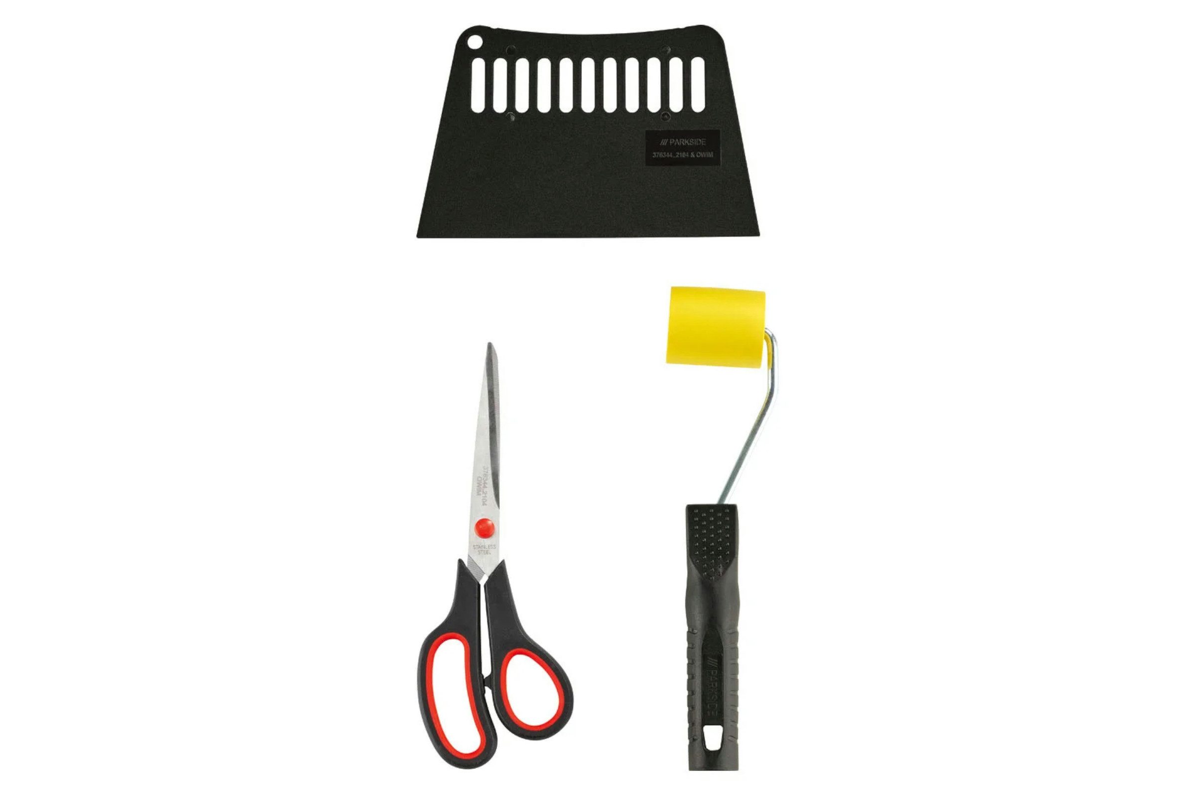 Parkside Tapezierschere Parkside Tapezier Set 3 teilig Schere Spachtel Andruckrolle