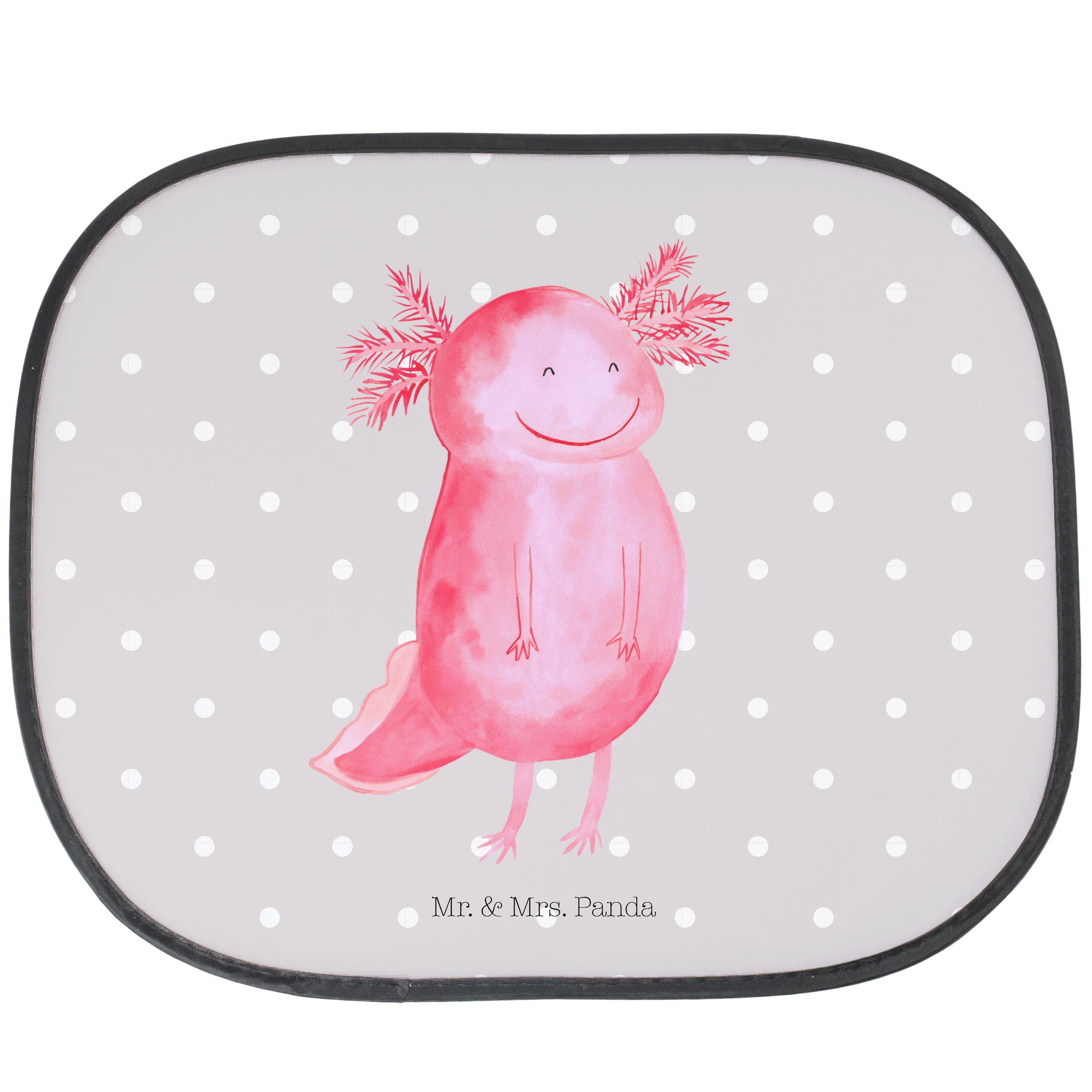 Sonnenschutz Axolotl glücklich - Grau Pastell - Geschenk, Molch, Sonnenschutz Baby, Mr. & Mrs. Panda, Seidenmatt