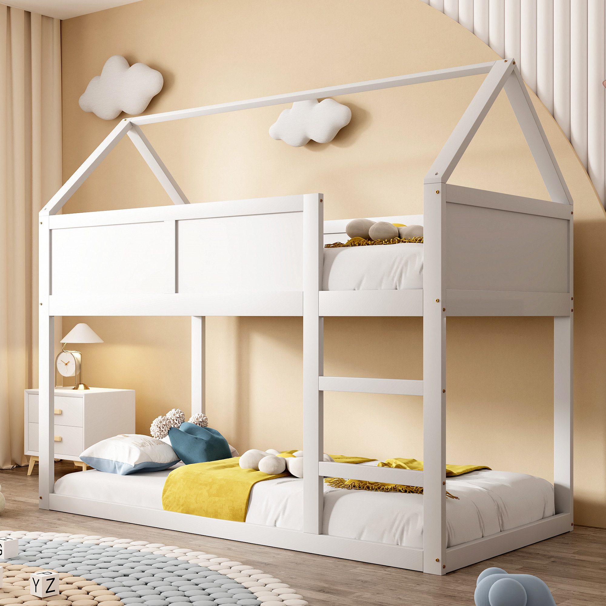 STILVORA Kinderbett 90×200 niedriges Etagenbett mit günstig online kaufen