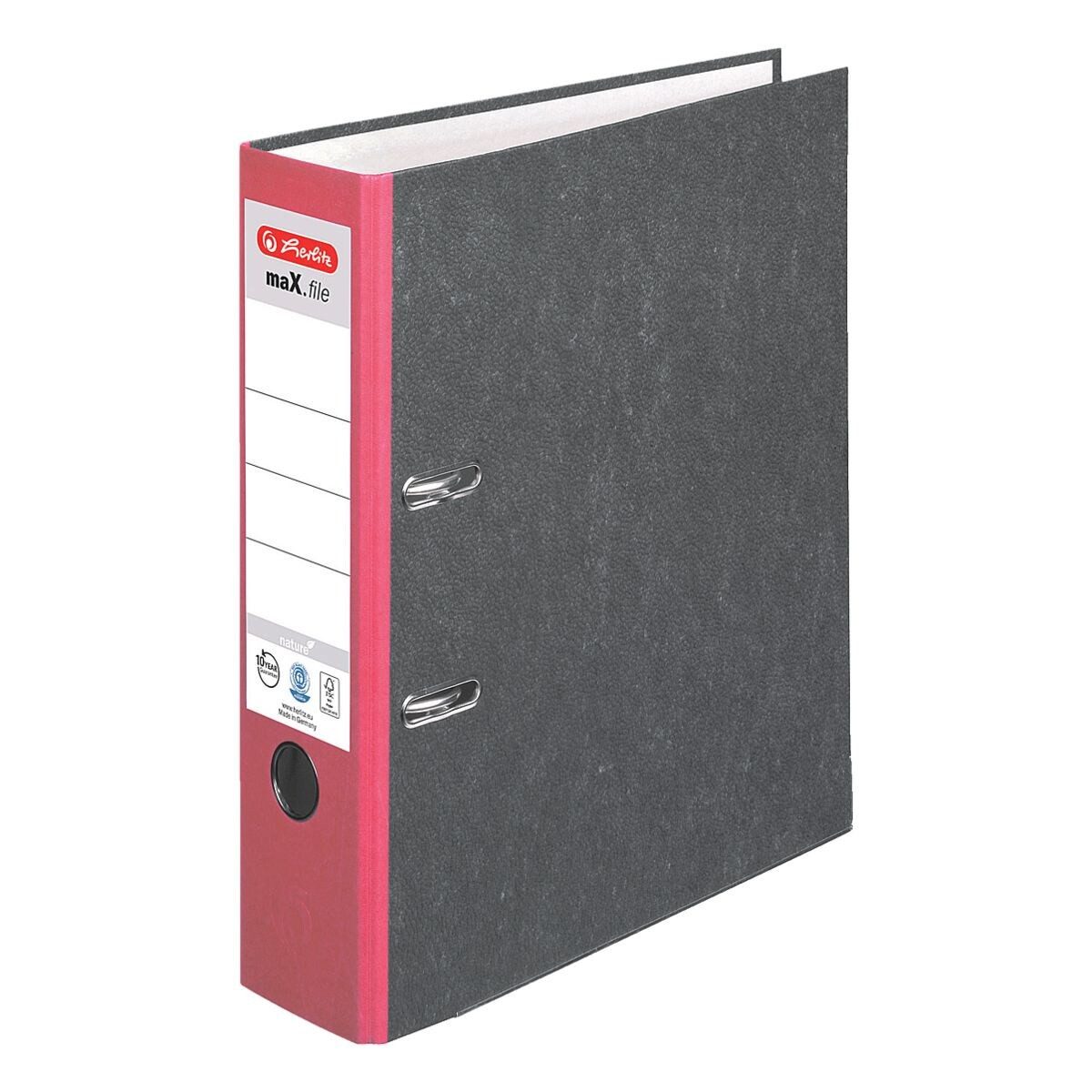 Herlitz Ordner MaX.file Nature, Rücken: 80 Mm, Wolkenmarmor, Schwarz