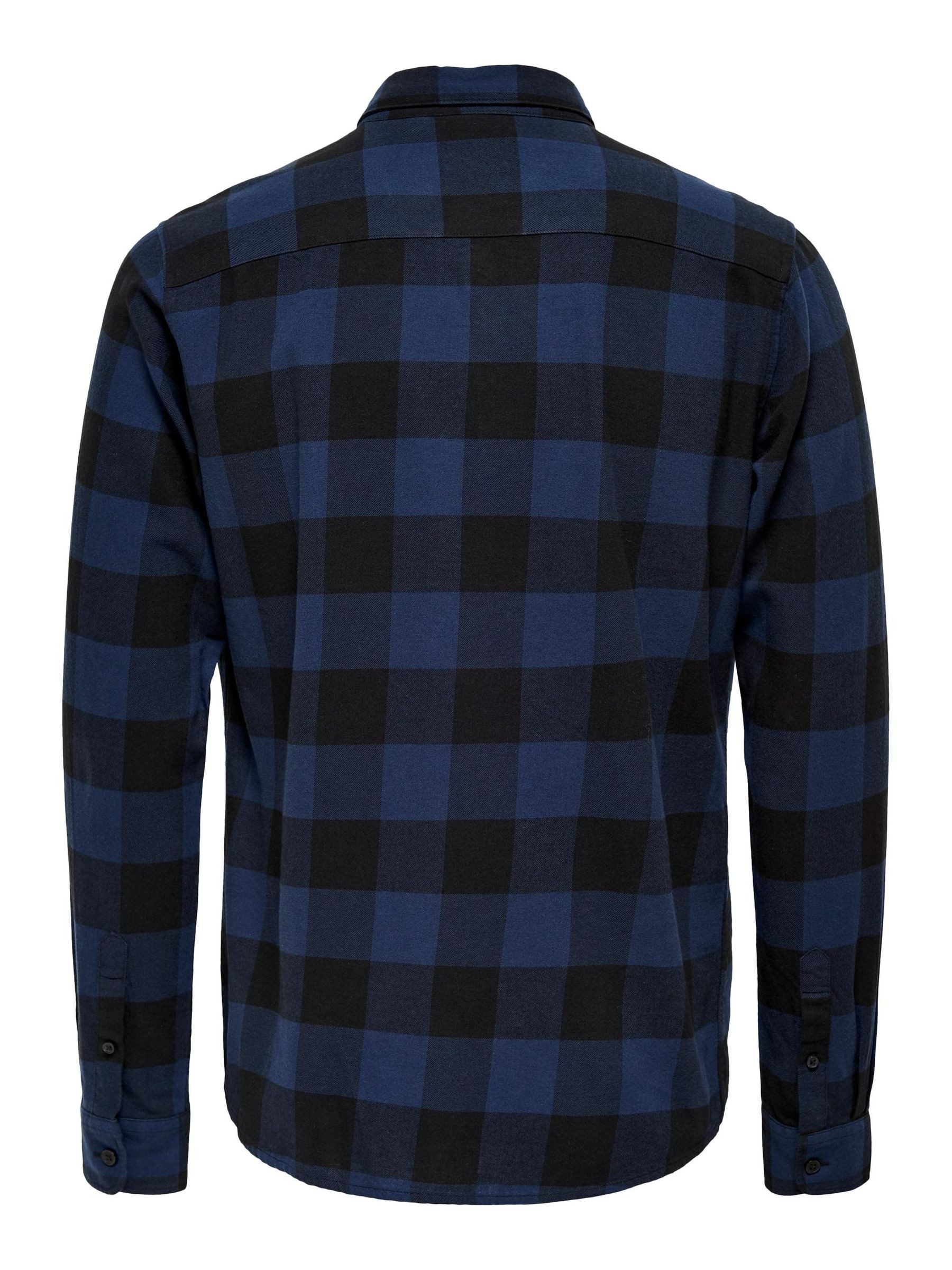 ONLY & SONS Langarmhemd Freizeit Karohemd Holzfäller Kariertes Flanellhemd für Herren (1-tlg) Baumwolle Slim Fit Kentkragen kariert wärmend Knöpfe