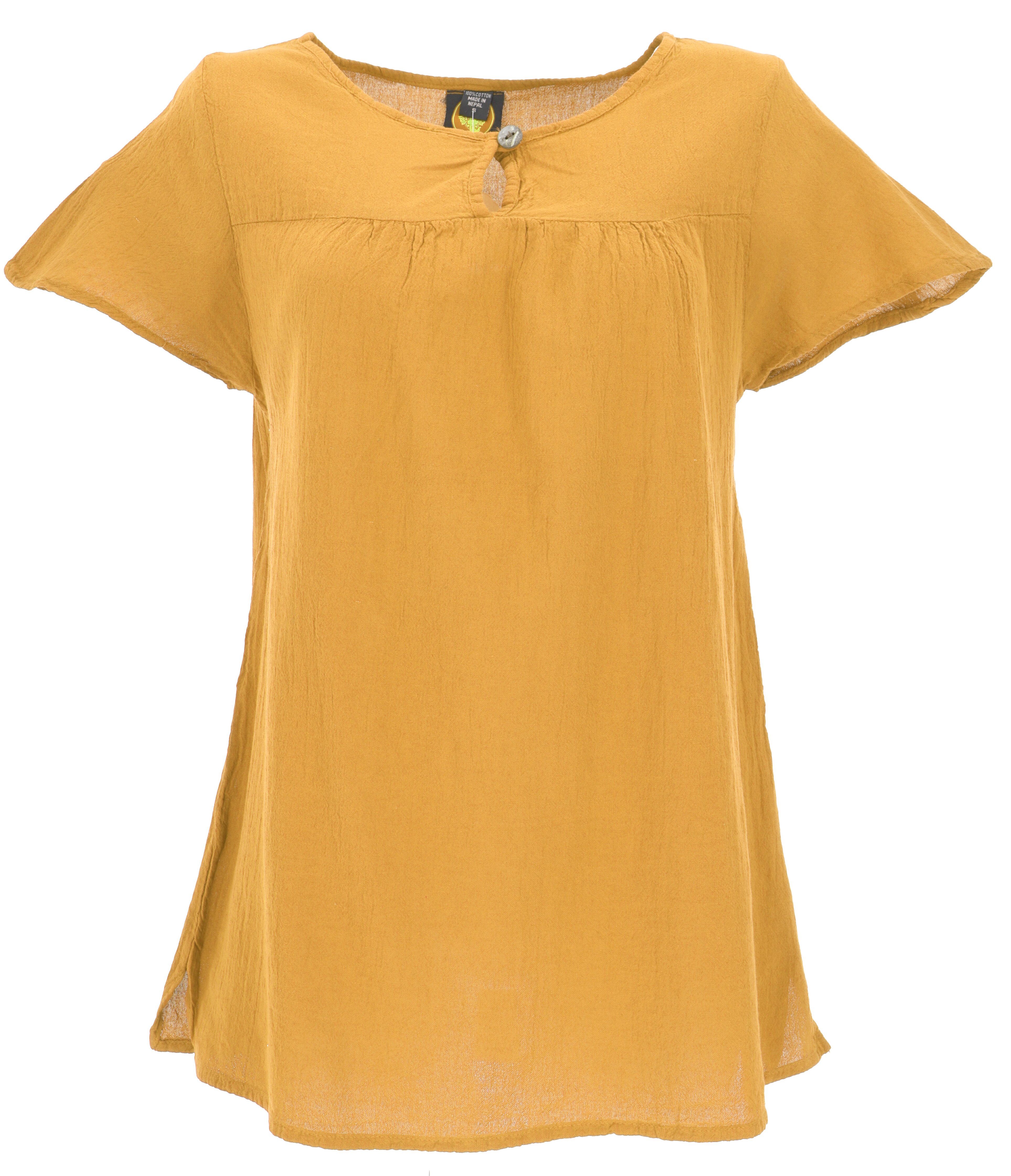 Guru-Shop Longbluse Boho Bluse, Blusenshirt, Sommerbluse - mustard alternative Bekleidung