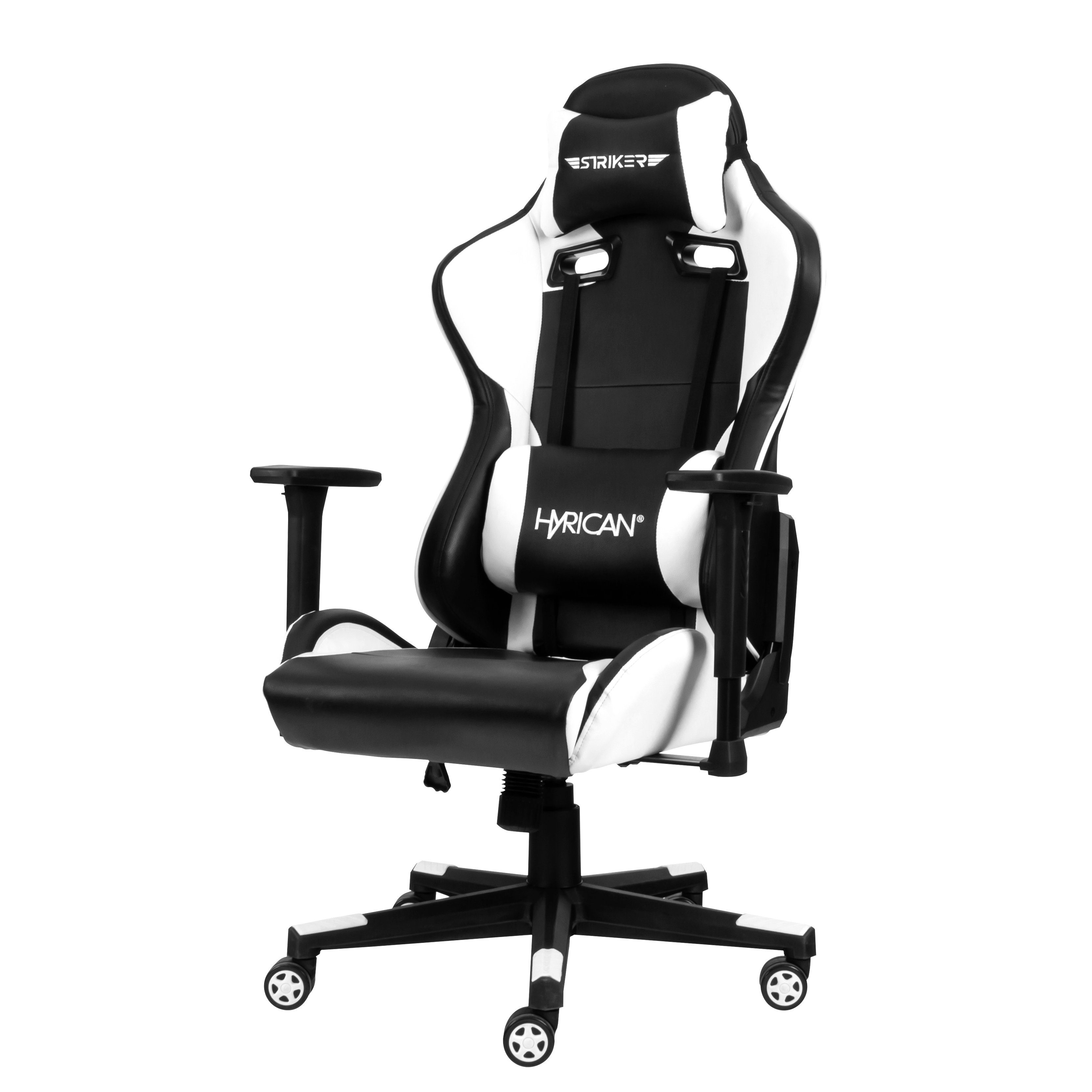 Hyrican Gaming-Stuhl "Striker Tank" schwarz/weiß, ergonomischer geeignet Schreibtischstuhl, Gamingstuhl, Erwachsene Bürostuhl, für Kunstleder