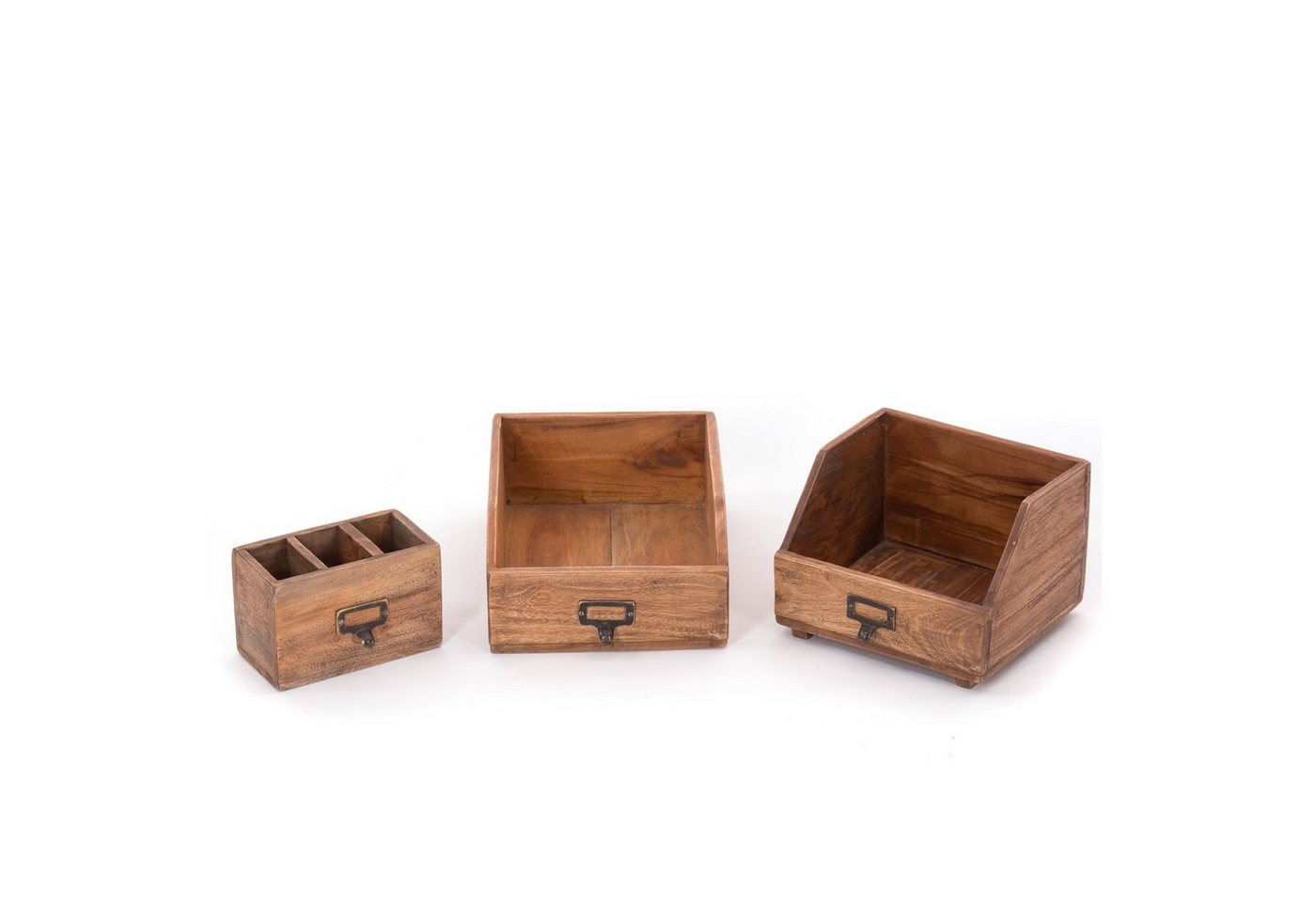 Thumbnail - DESIGN DELIGHTS Aufbewahrungsbox SCHREIBTISCH ORGANIZER SET "OFFICE", 3-teilig, Altholz massiv, Farb