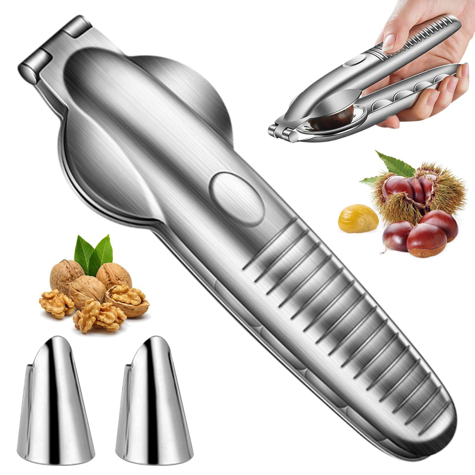 Zyronn Nussknacker Edelstahl Maroni-Schneider, Edelstahl Kastanienöffner, Kastanienclip, (1-tlg), Edelstahl Kastanienmesser für Walnüsse …