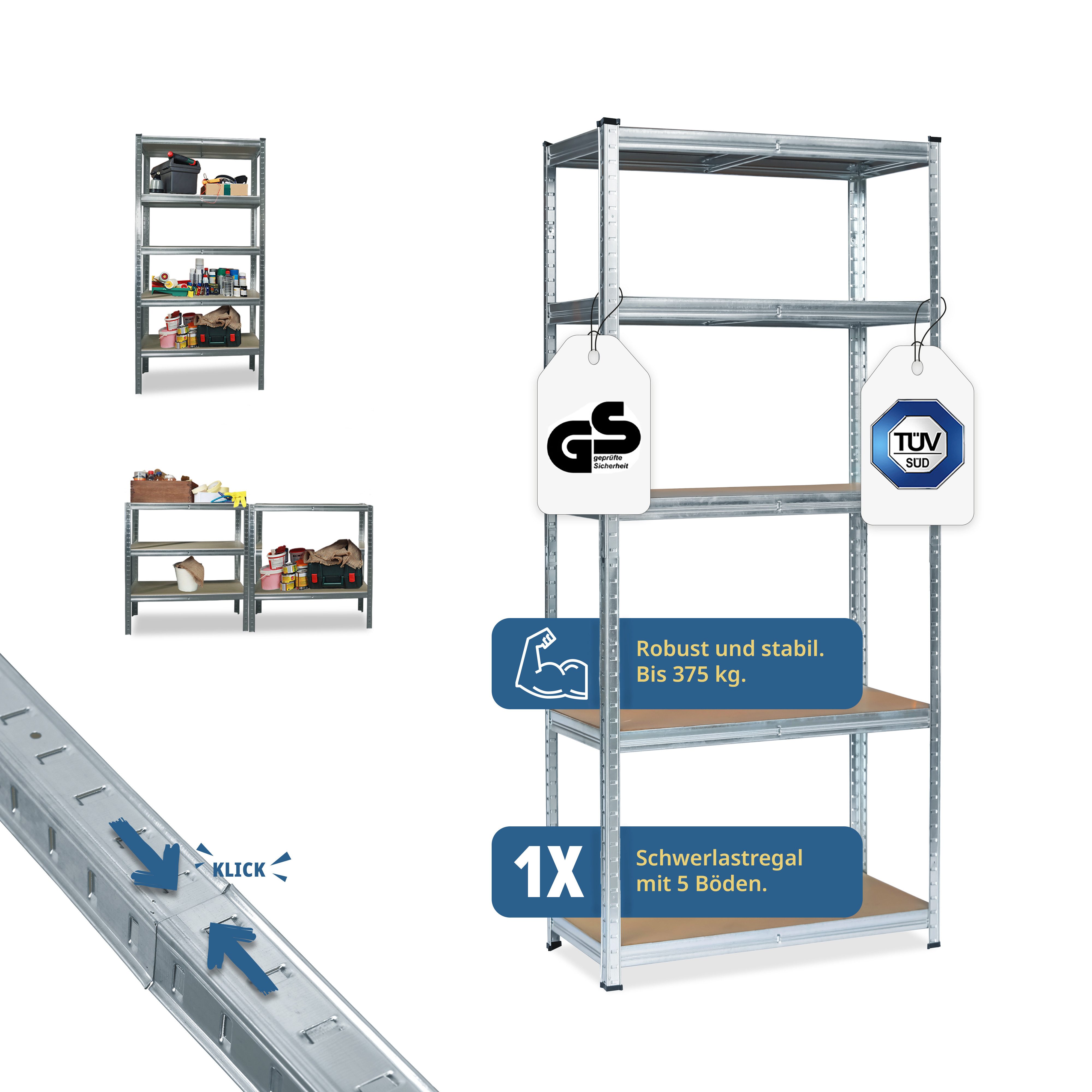Grafner Schwerlastregal Schwerlastregal Lagerregal 5 Etagen MDF Böden, 5 Et günstig online kaufen