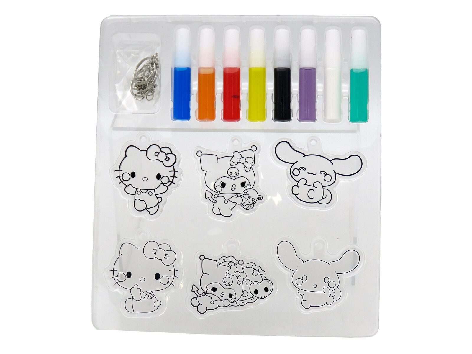 Hello Kitty Kreativset - Bastelset Anhänger bemalen 6 Motive 8 Farben 6 Schlüsselringe Kinder, (20-tlg)