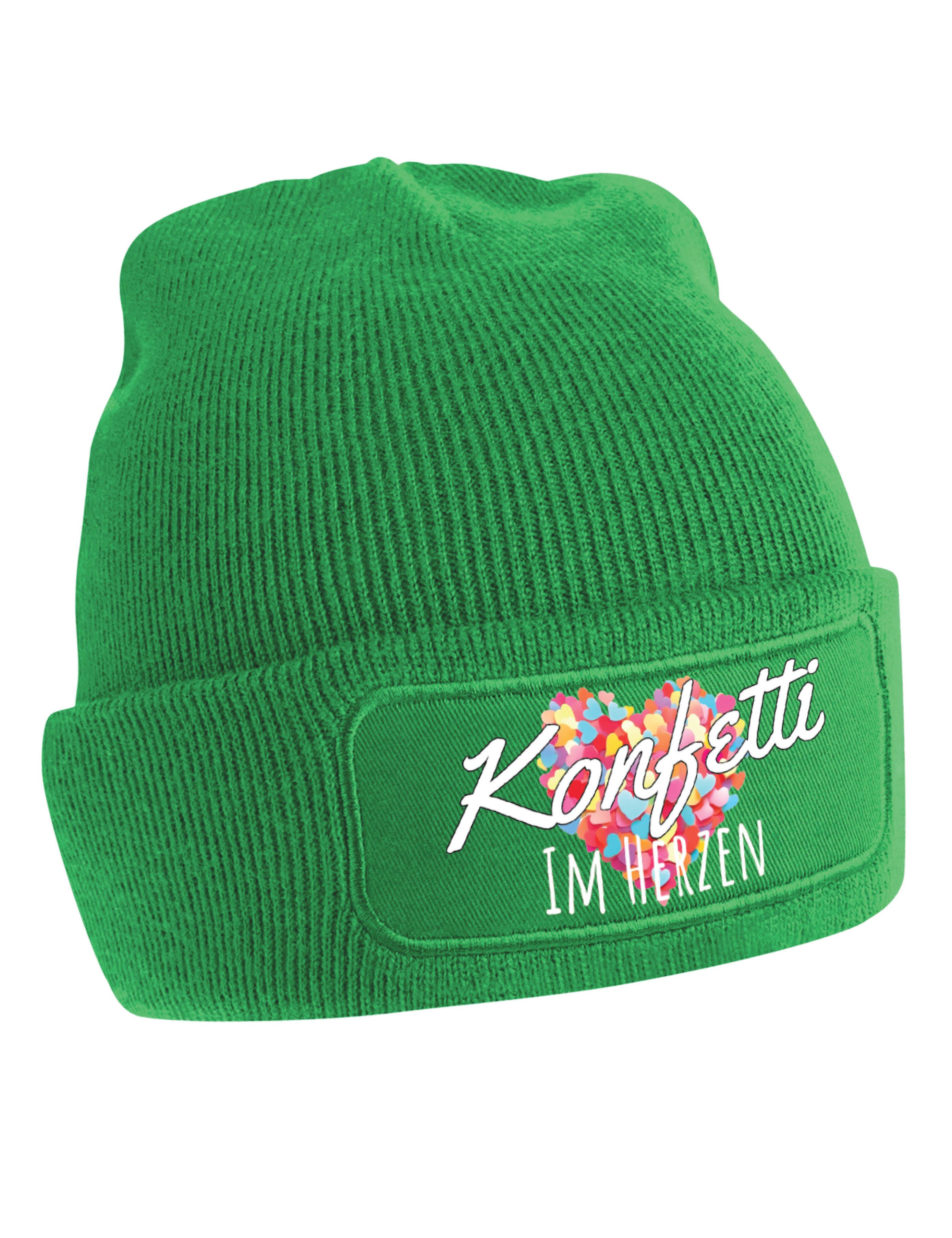 Youth Designz Beanie Unisex Strick Beanie Mütze "Konfetti im Herzen" Aufdruck Geschenk mit lustigem Spruch Print für Frauen und Männer
