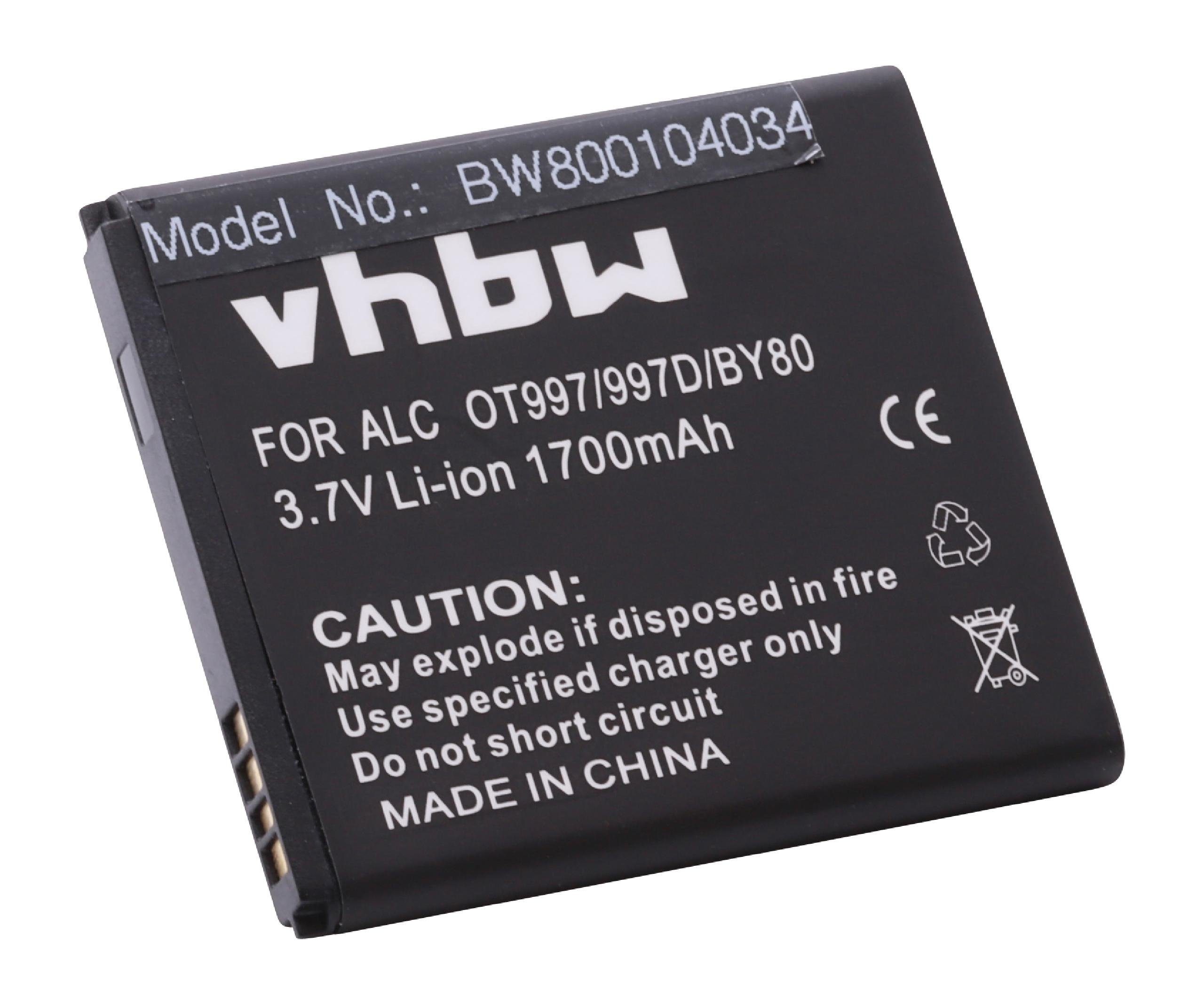Kompatibel mAh Mobilfunk Alcatel passend Li-Ion) für 1700 MW40VD vhbw TLC MW40CJ, (1700mAh, Smartphone-Akku 3,7V, MW40, / mit MW40V,