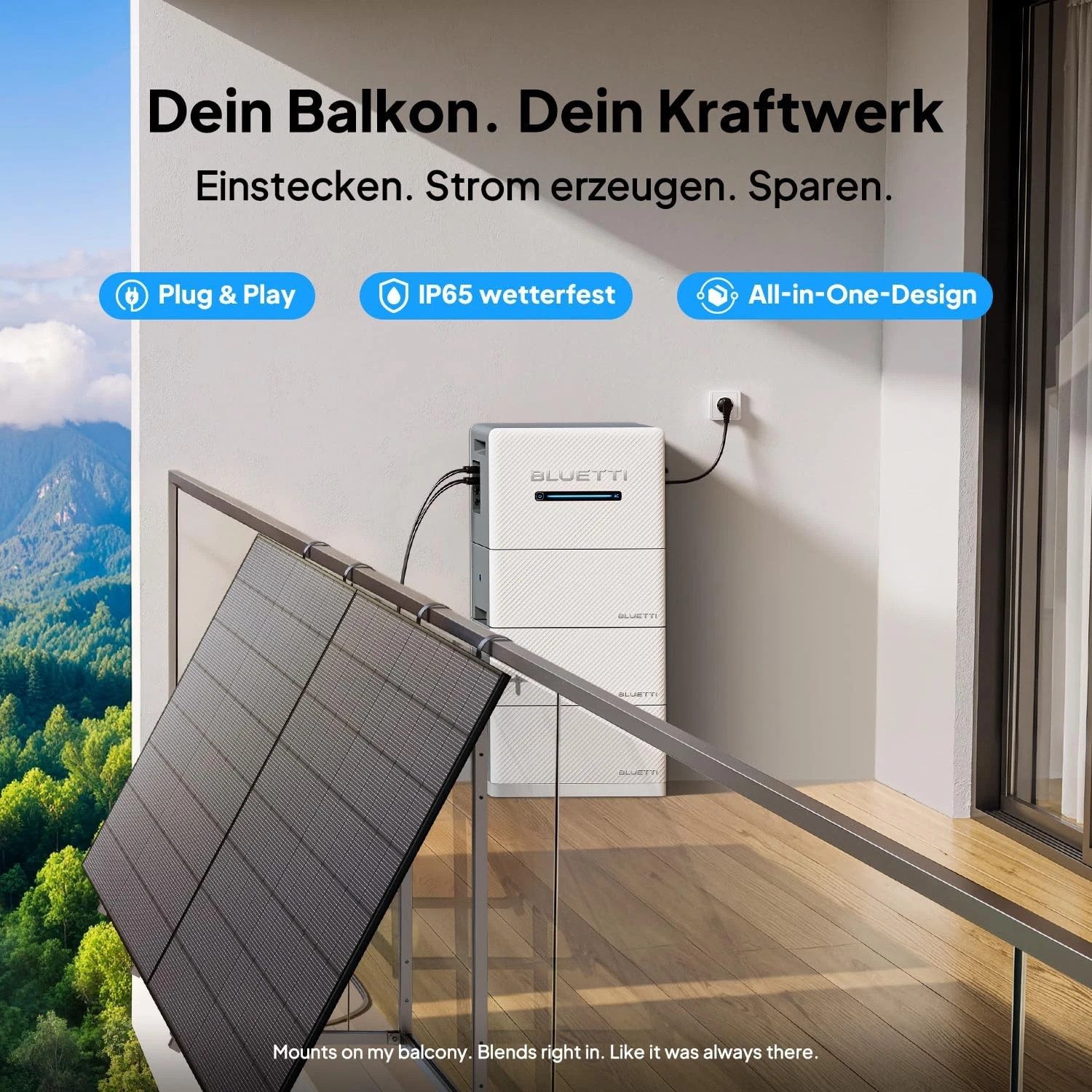 BLUETTI Balkonkraftwerk BLUETTI Balco 260 2.400 W PV-Eingang, 2.560 Wh LiFePO4 Stromspeicher, 4 MPPT, Solaranlage, WLAN & Bluetooth – Bild 4 von 5